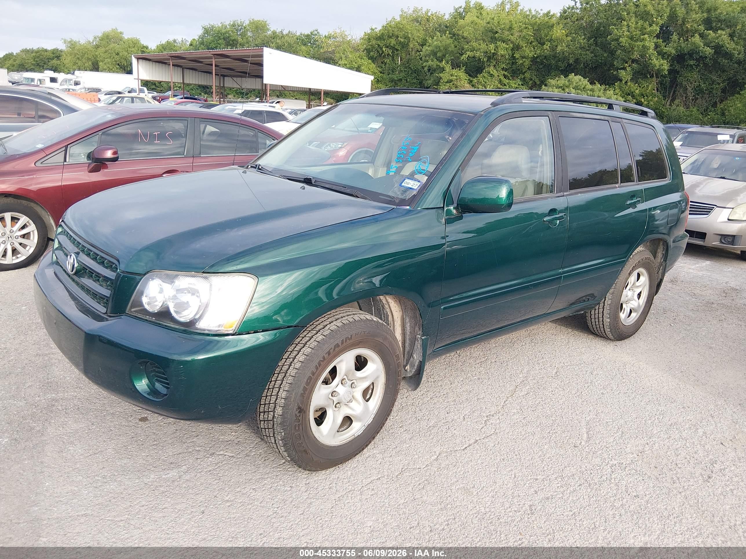 2002 Toyota Highlander V6 Green vin: JTEGF21A520071144