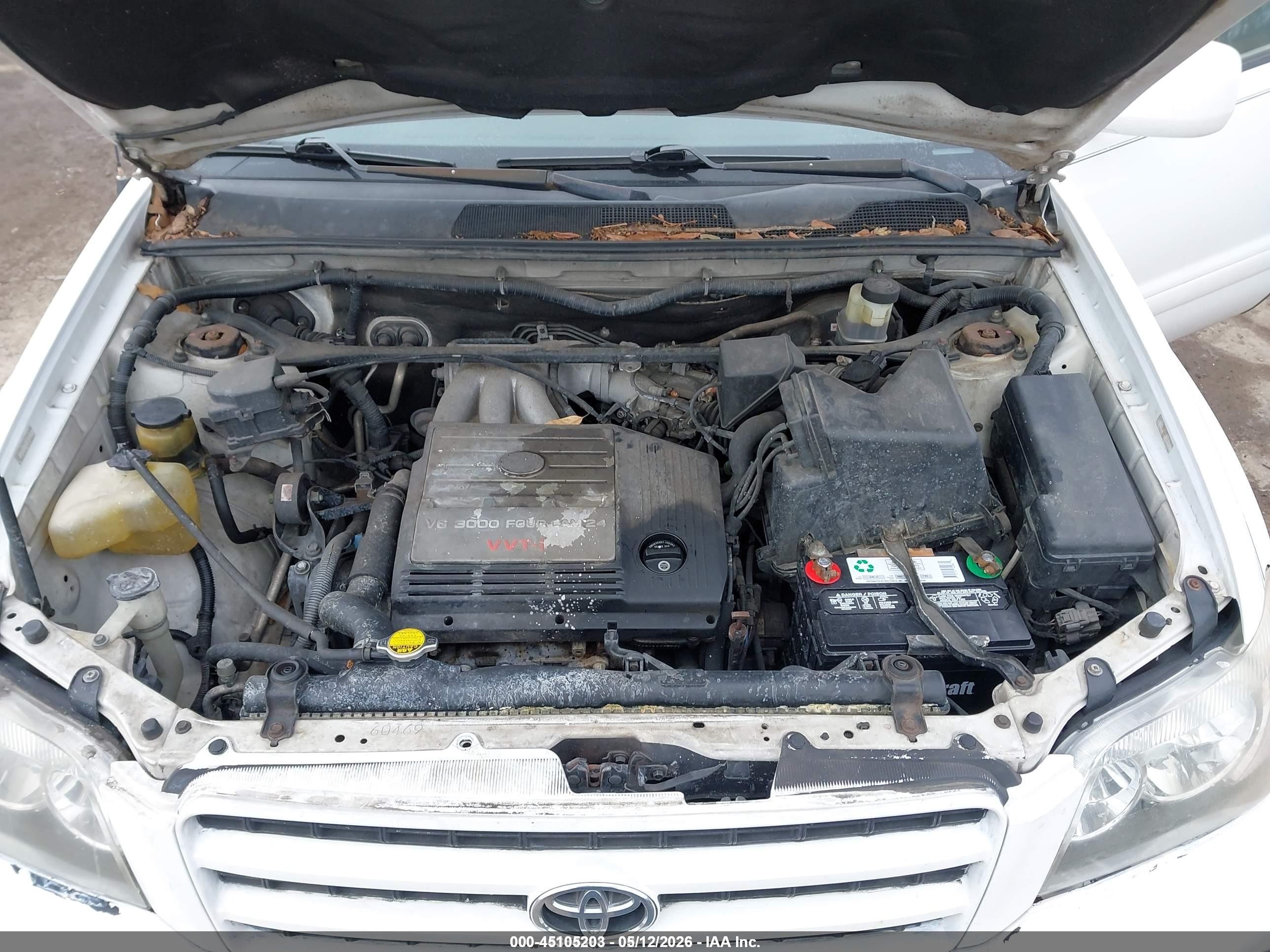 2003 Toyota Highlander V6 White vin: JTEGF21A530086275