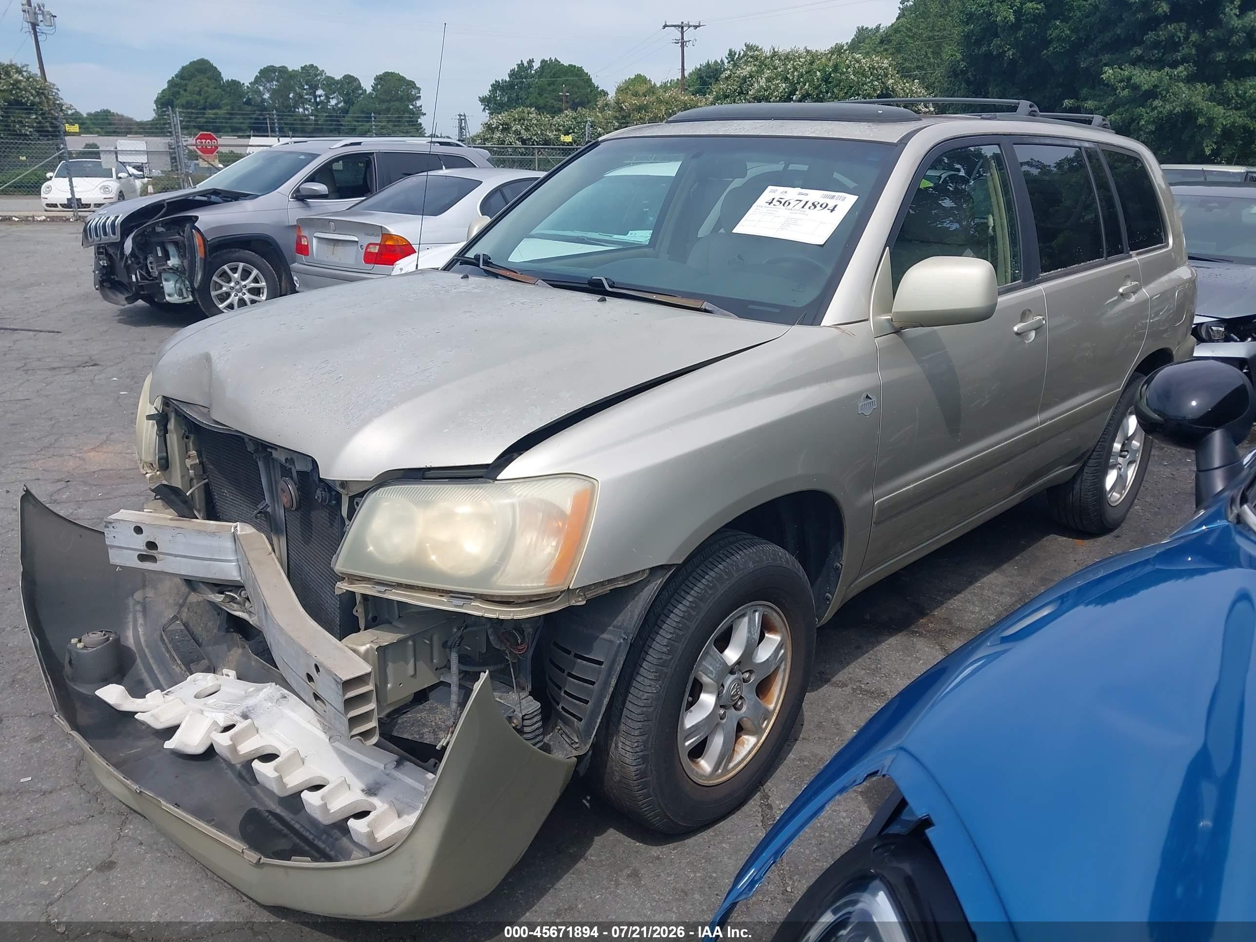 2003 Toyota Highlander V6 Золотой vin: JTEGF21A530086342