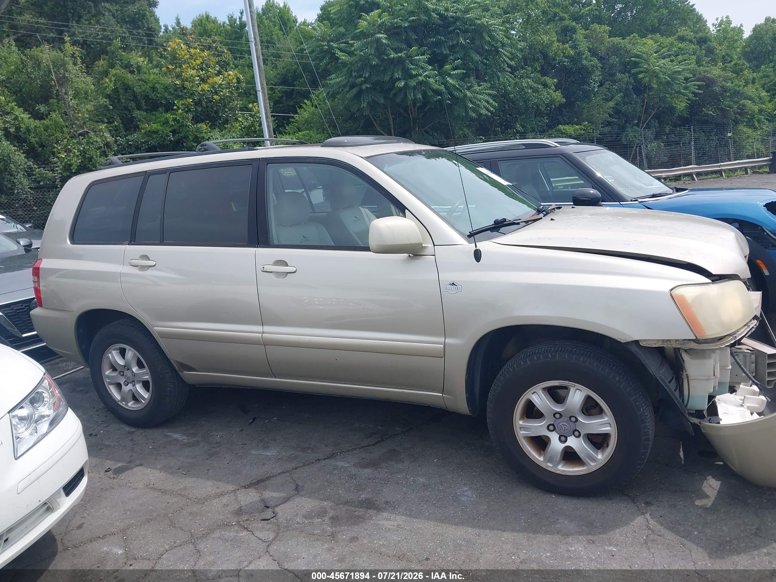 2003 Toyota Highlander V6 Золотой vin: JTEGF21A530086342