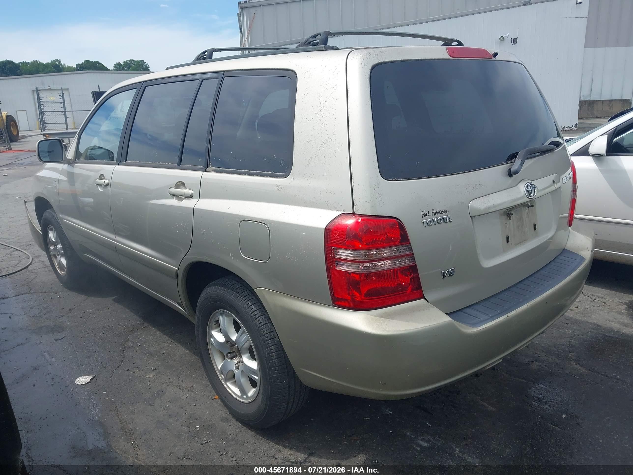 2003 Toyota Highlander V6 Золотой vin: JTEGF21A530086342
