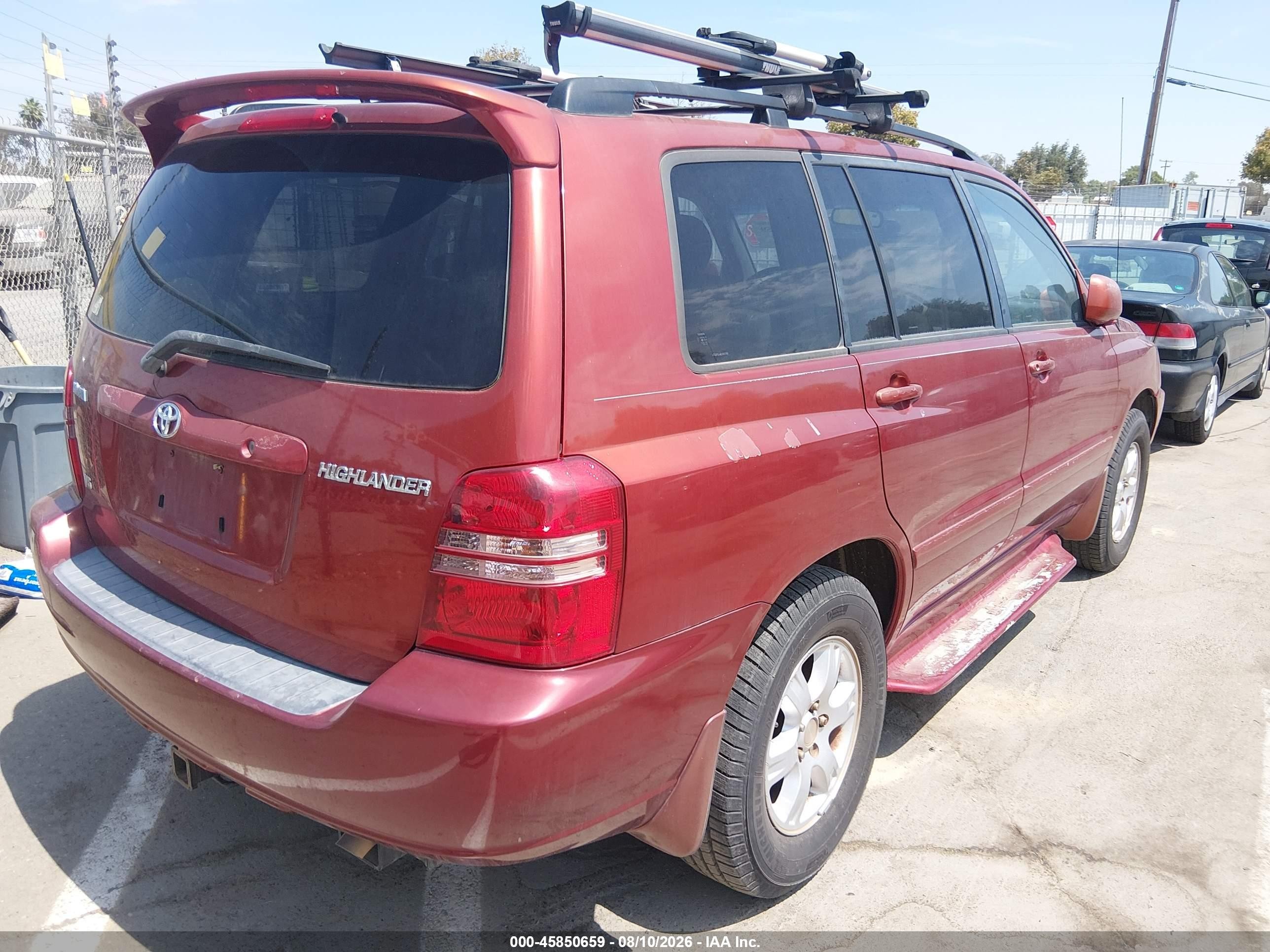 2001 Toyota Highlander V6 Burgundy vin: JTEGF21A610019763