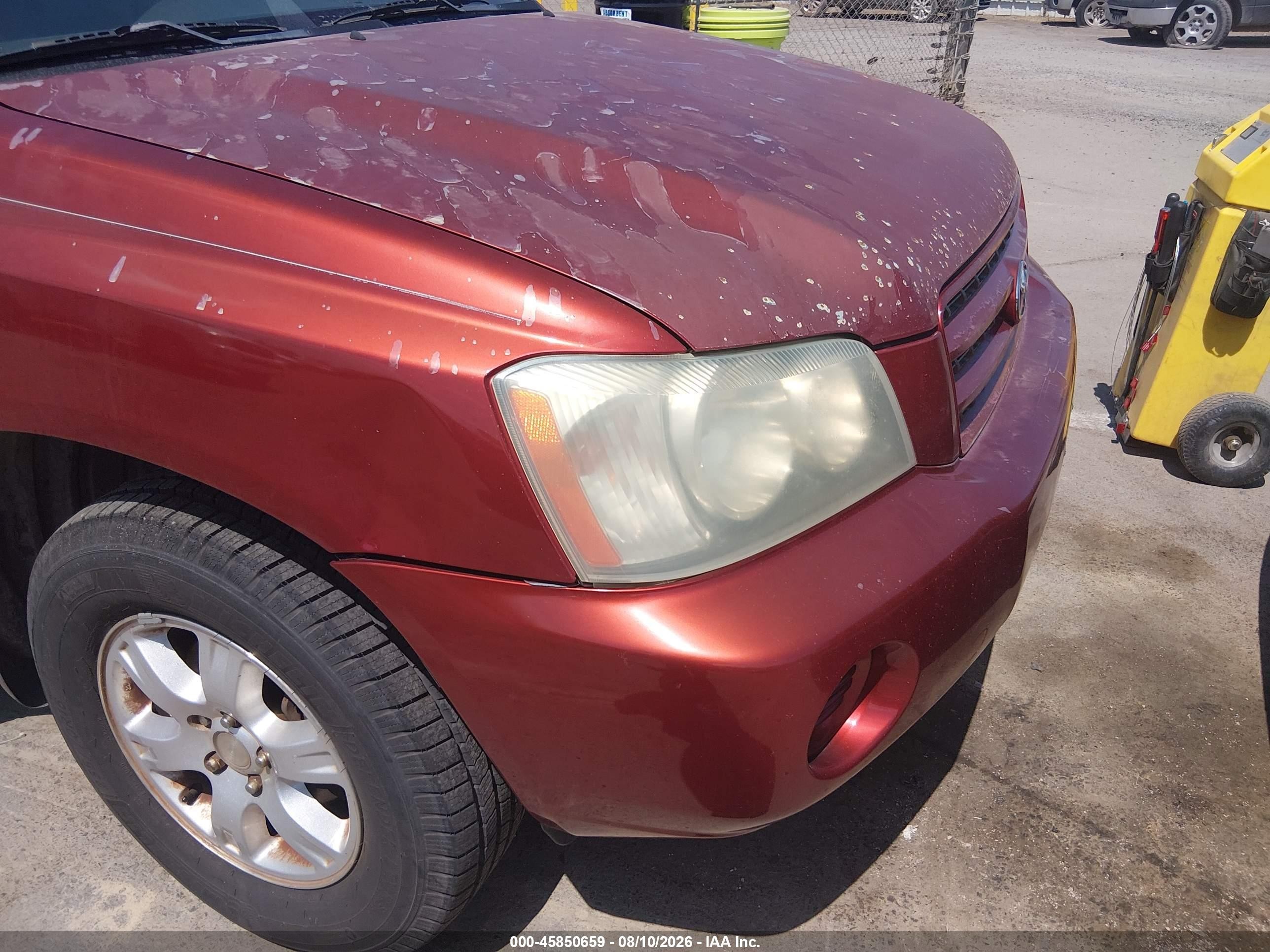 2001 Toyota Highlander V6 Burgundy vin: JTEGF21A610019763