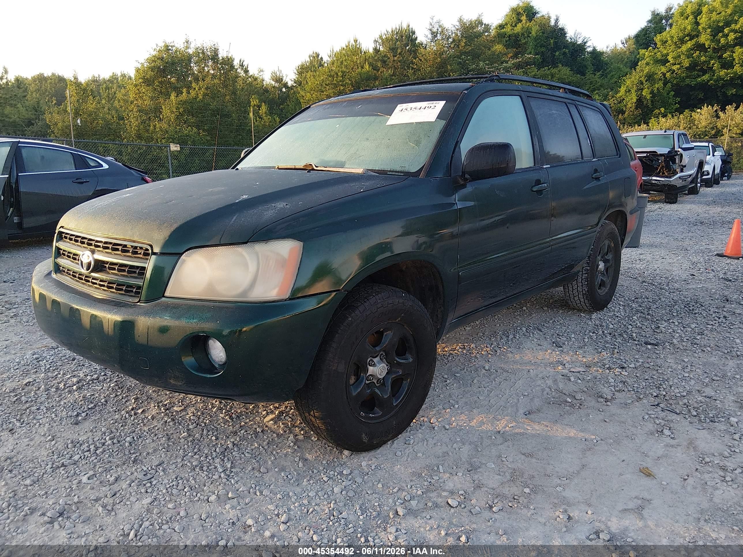 2003 Toyota Highlander V6 Green vin: JTEGF21A630078847