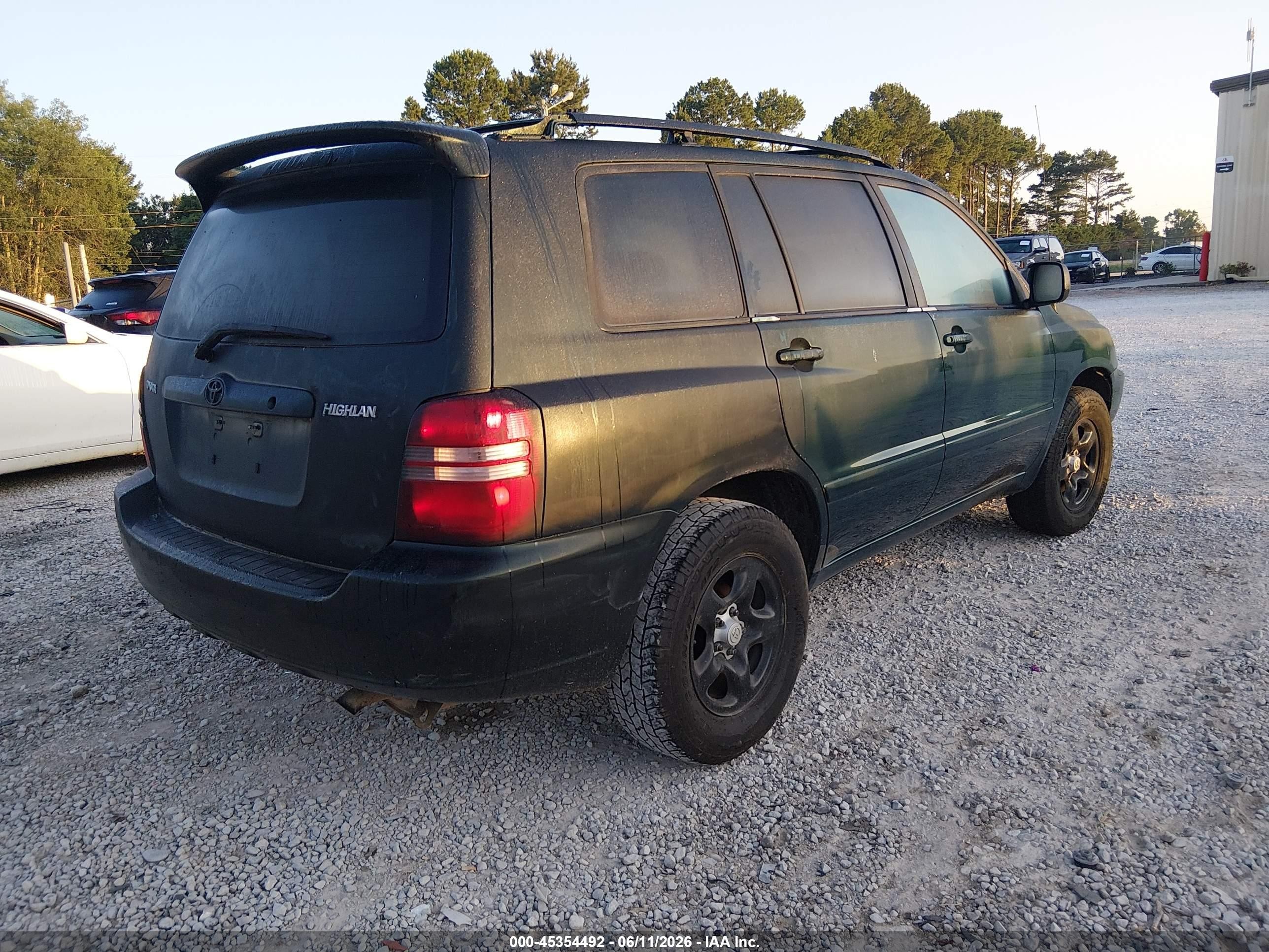2003 Toyota Highlander V6 Green vin: JTEGF21A630078847