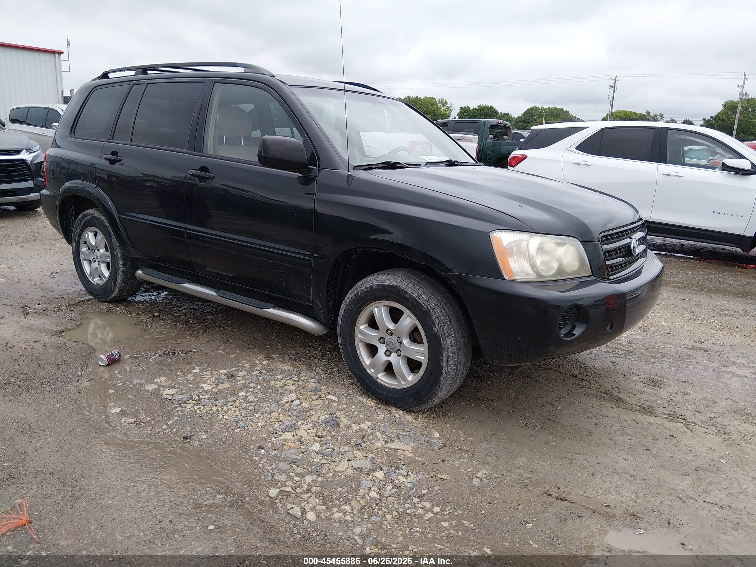 2002 Toyota Highlander V6 Black vin: JTEGF21A720031423