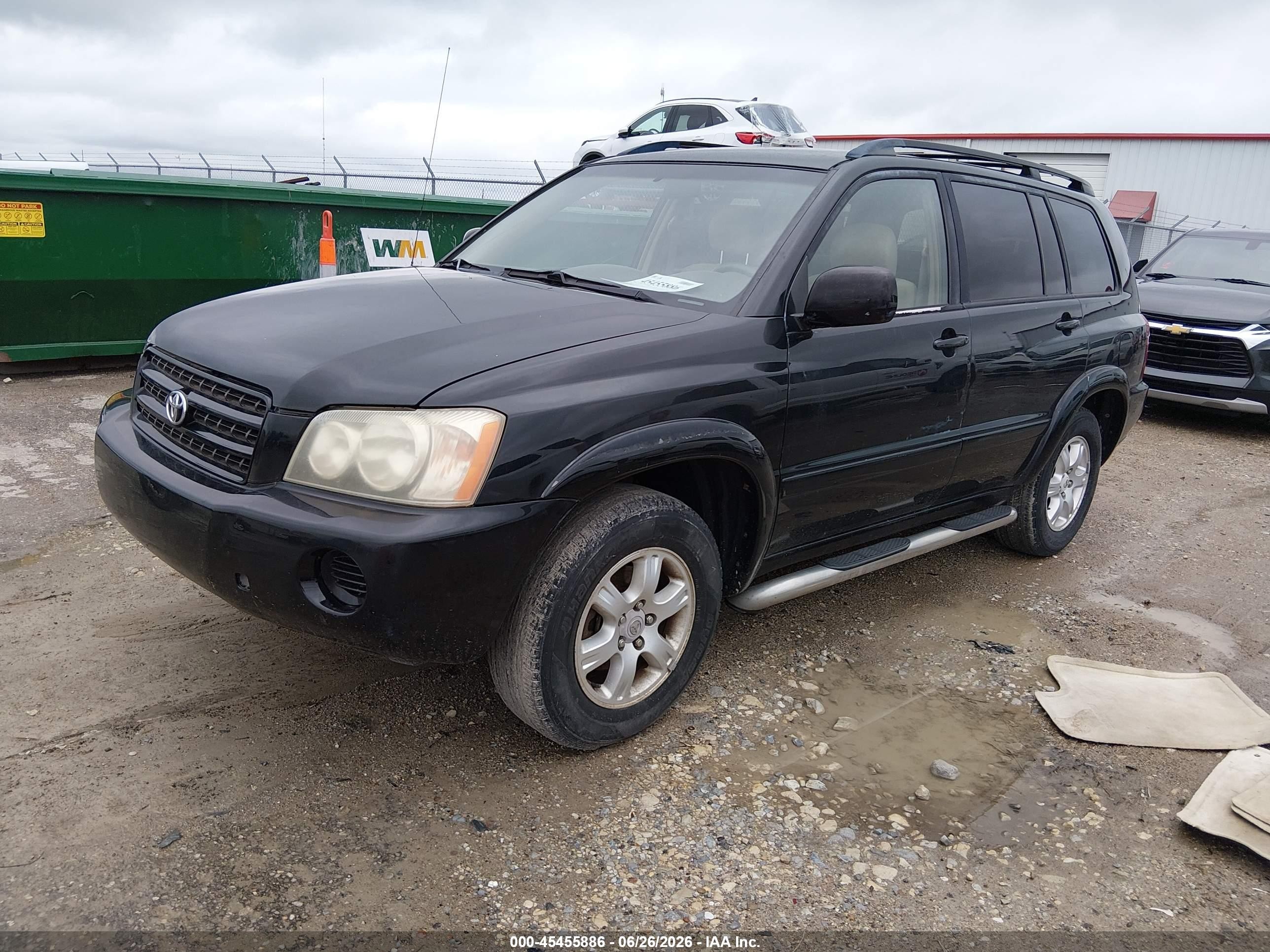 2002 Toyota Highlander V6 Black vin: JTEGF21A720031423