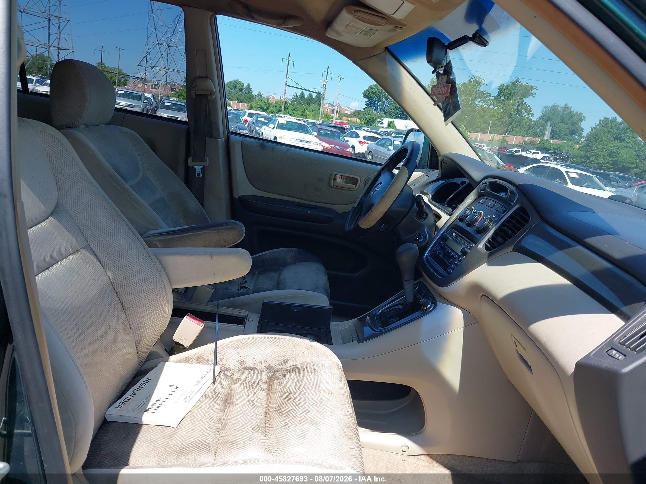 2003 Toyota Highlander V6 Green vin: JTEGF21A730088173