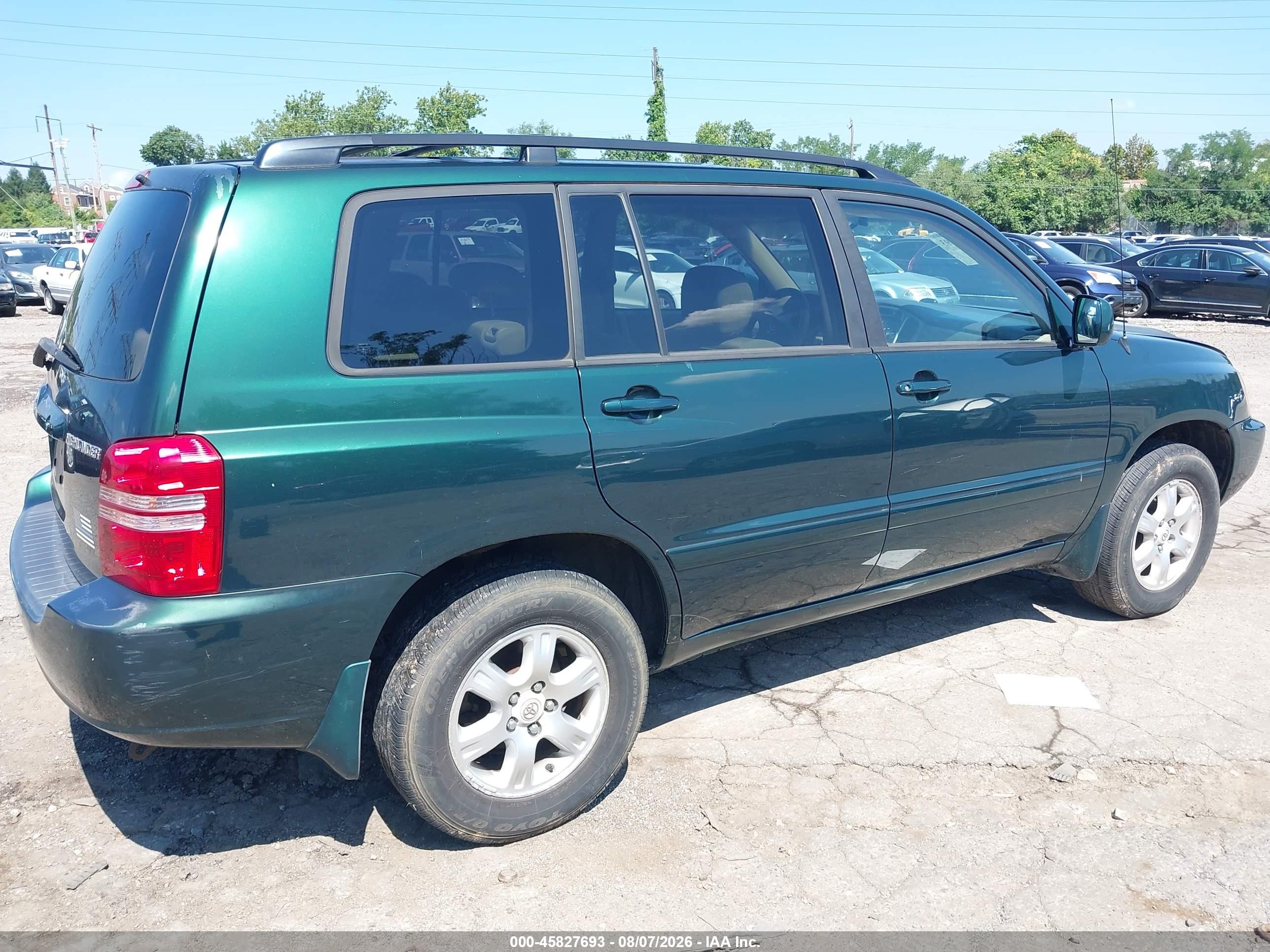 2003 Toyota Highlander V6 Green vin: JTEGF21A730088173