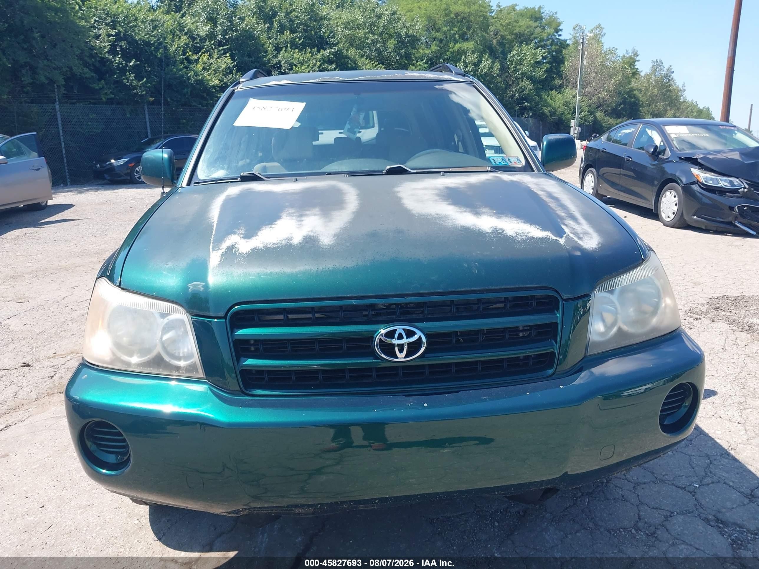 2003 Toyota Highlander V6 Green vin: JTEGF21A730088173
