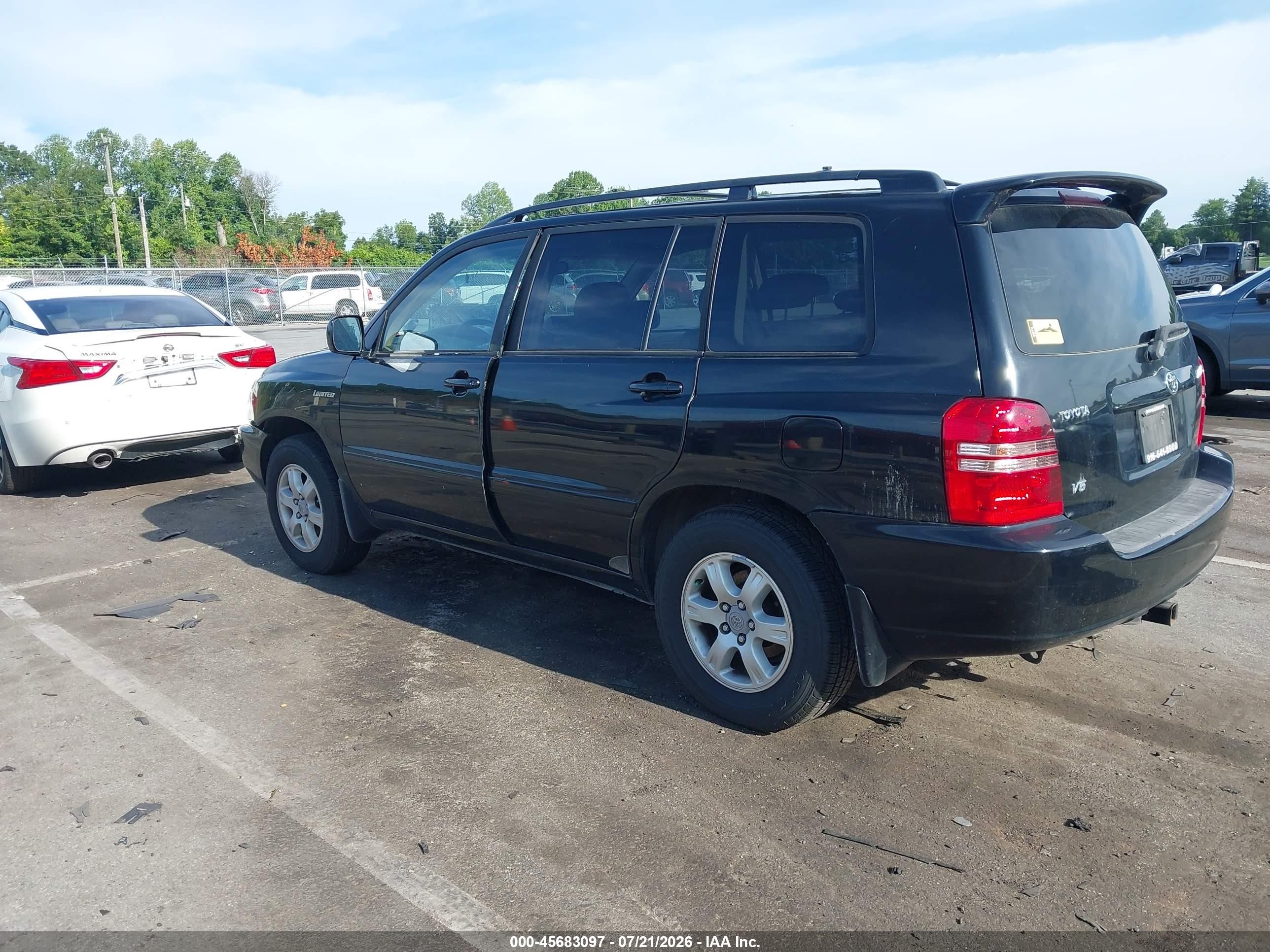 2003 Toyota Highlander Limited V6 Black vin: JTEGF21A730105148