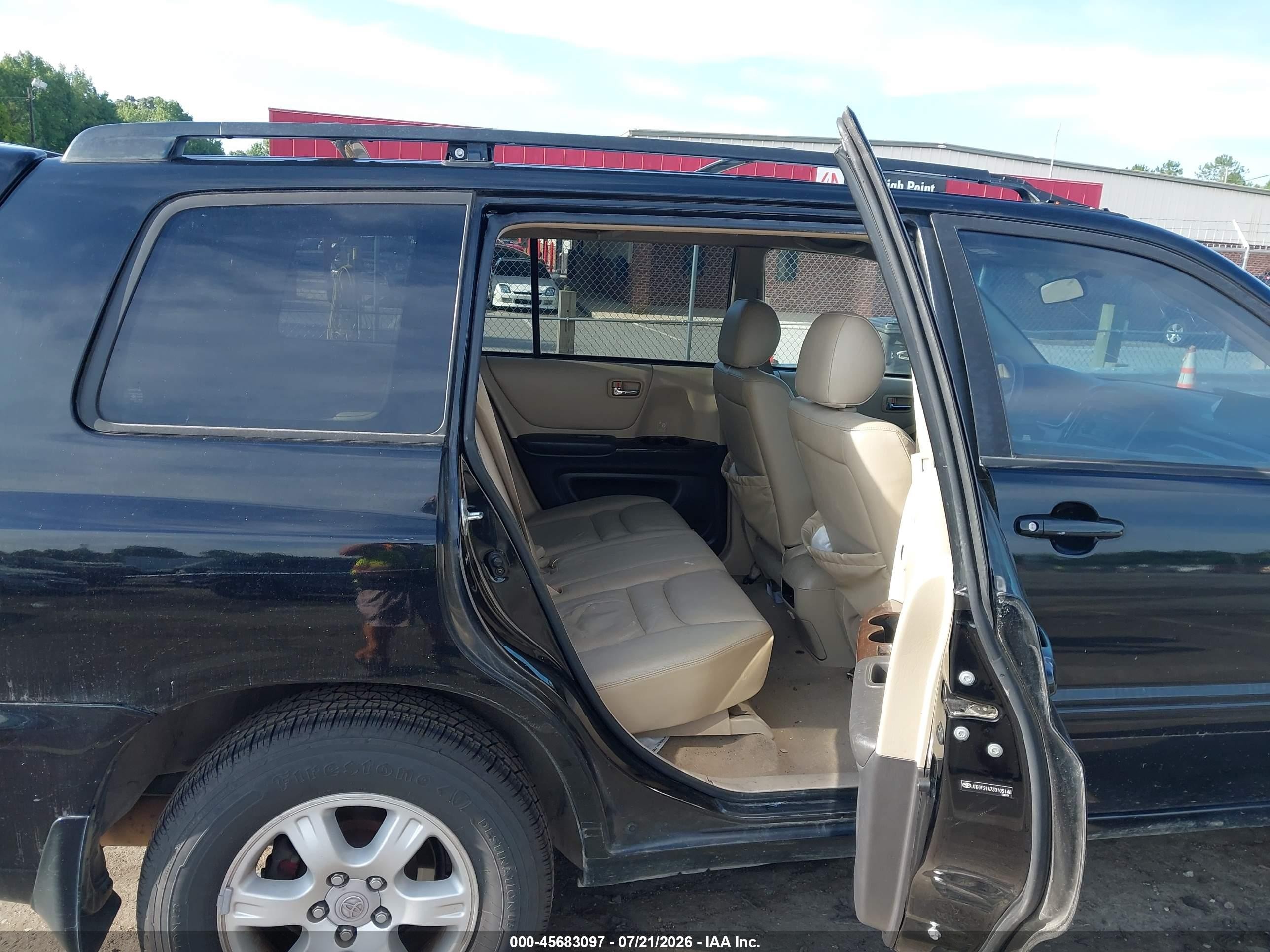 2003 Toyota Highlander Limited V6 Black vin: JTEGF21A730105148