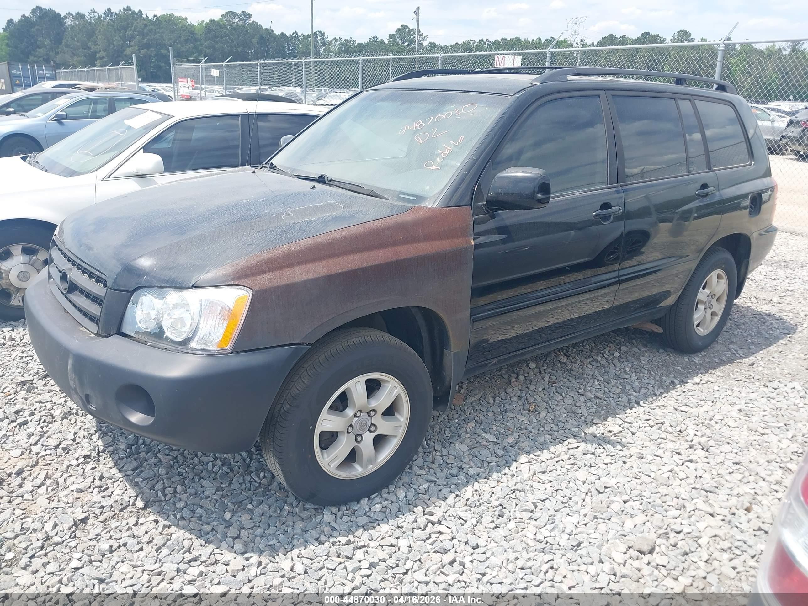 2001 Toyota Highlander V6 Black vin: JTEGF21A810026536