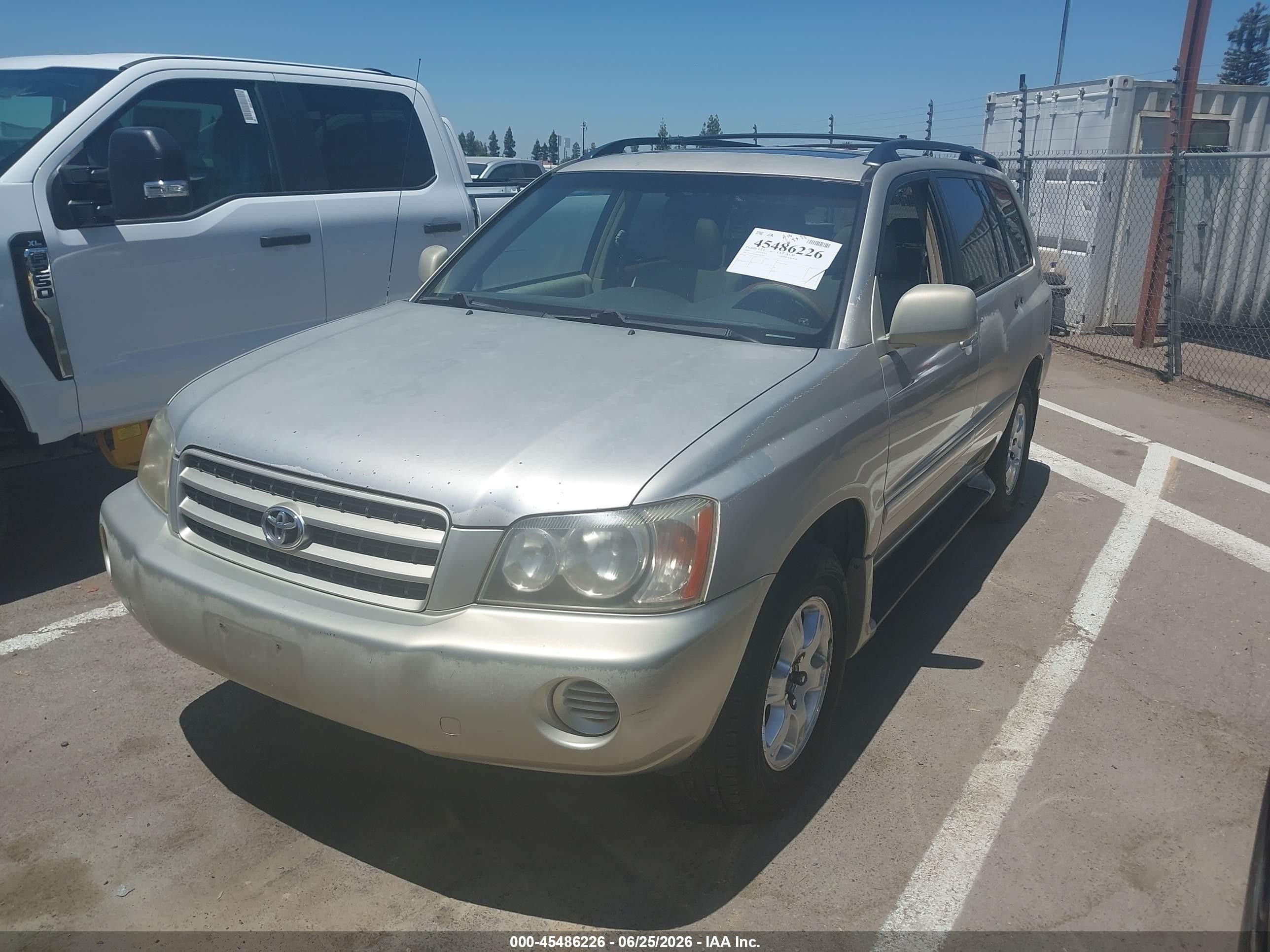 2002 Toyota Highlander V6 Gold vin: JTEGF21A820044861