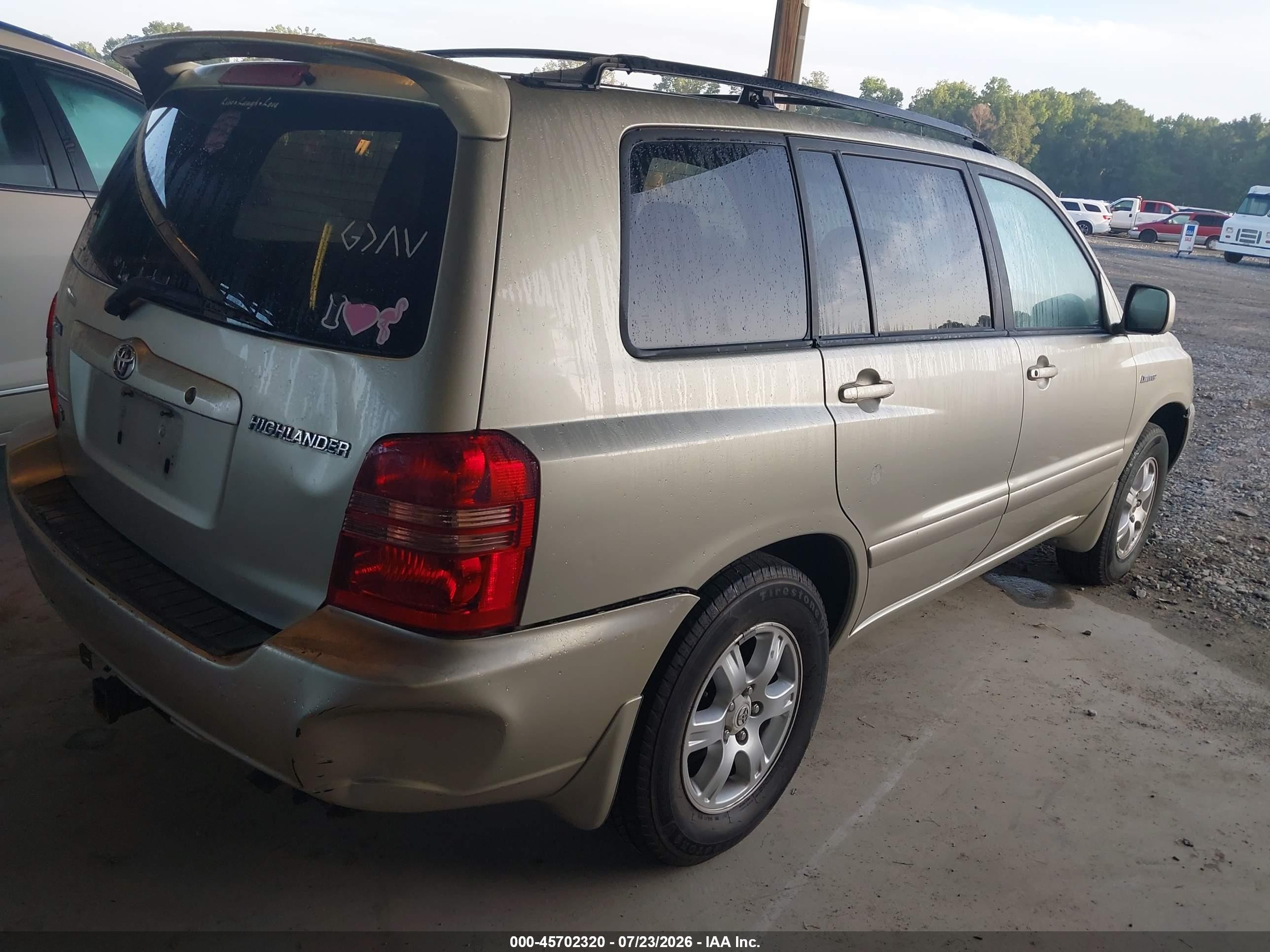 2003 Toyota Highlander Limited V6 Gold vin: JTEGF21A930109167