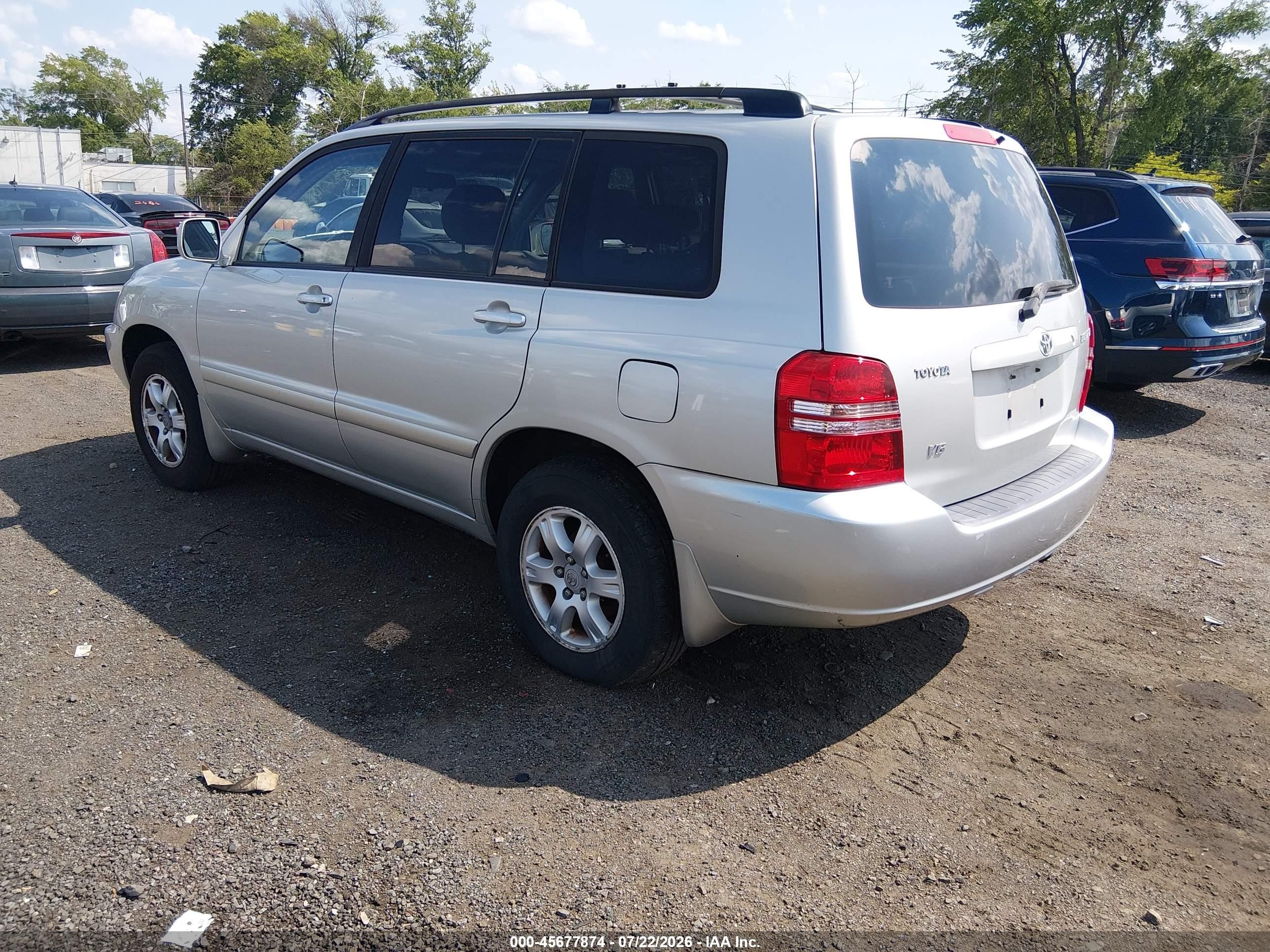 2003 Toyota Highlander V6 Silver vin: JTEGF21AX30112000