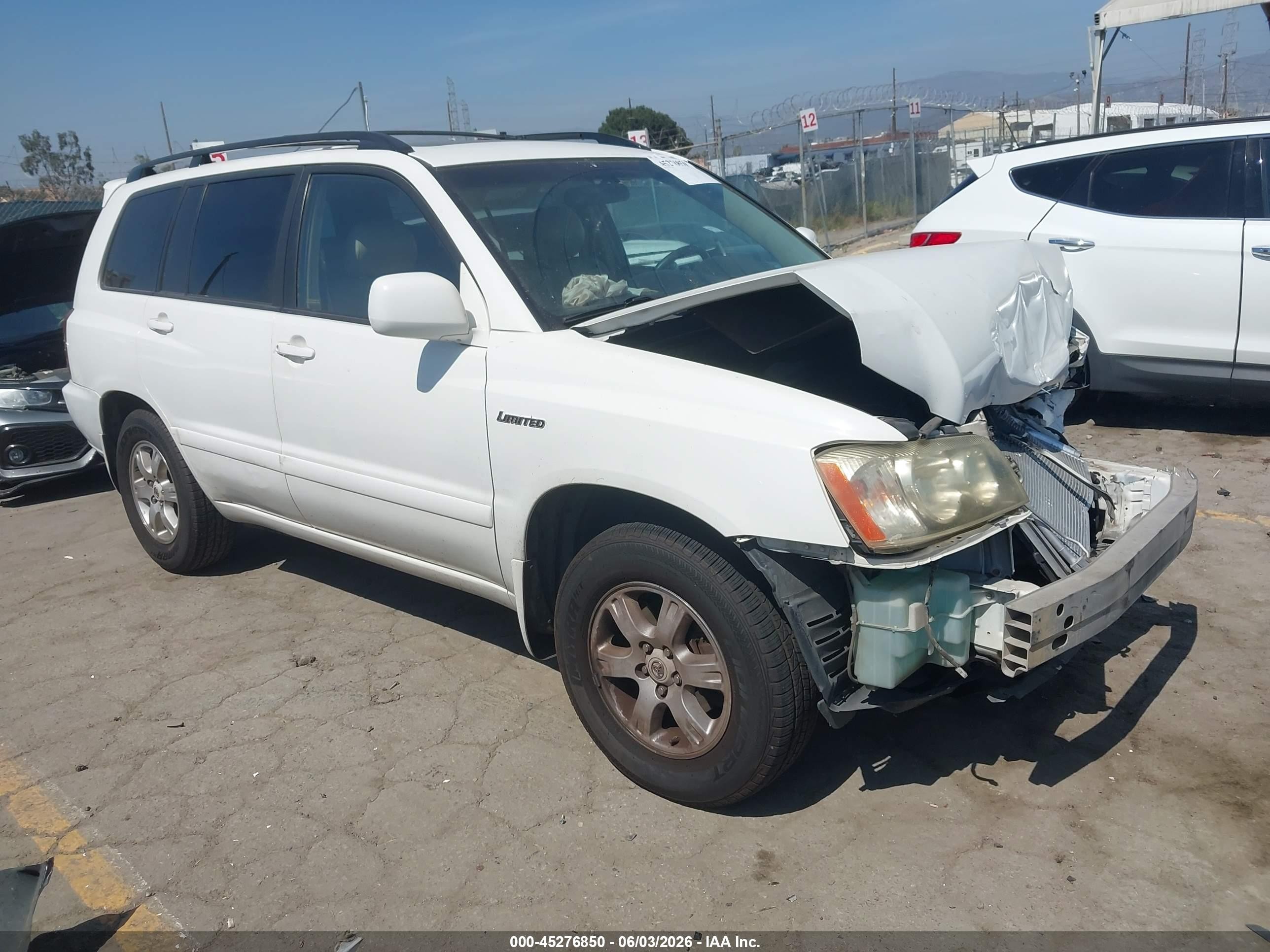 2003 Toyota Highlander Limited V6 Белый vin: JTEGF21AX30117293