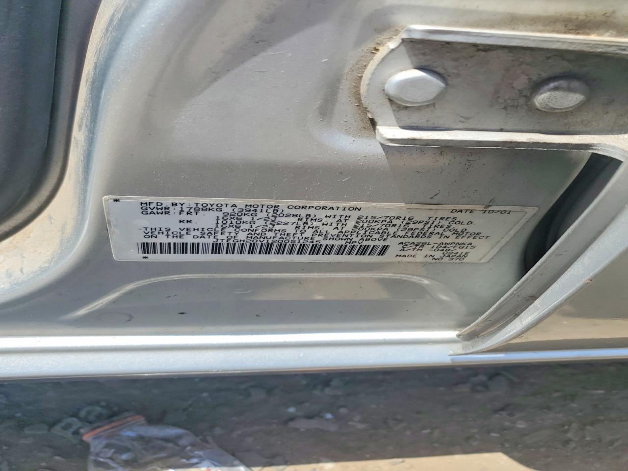2002 Toyota Rav4 Base Silver vin: JTEGH20V120051245