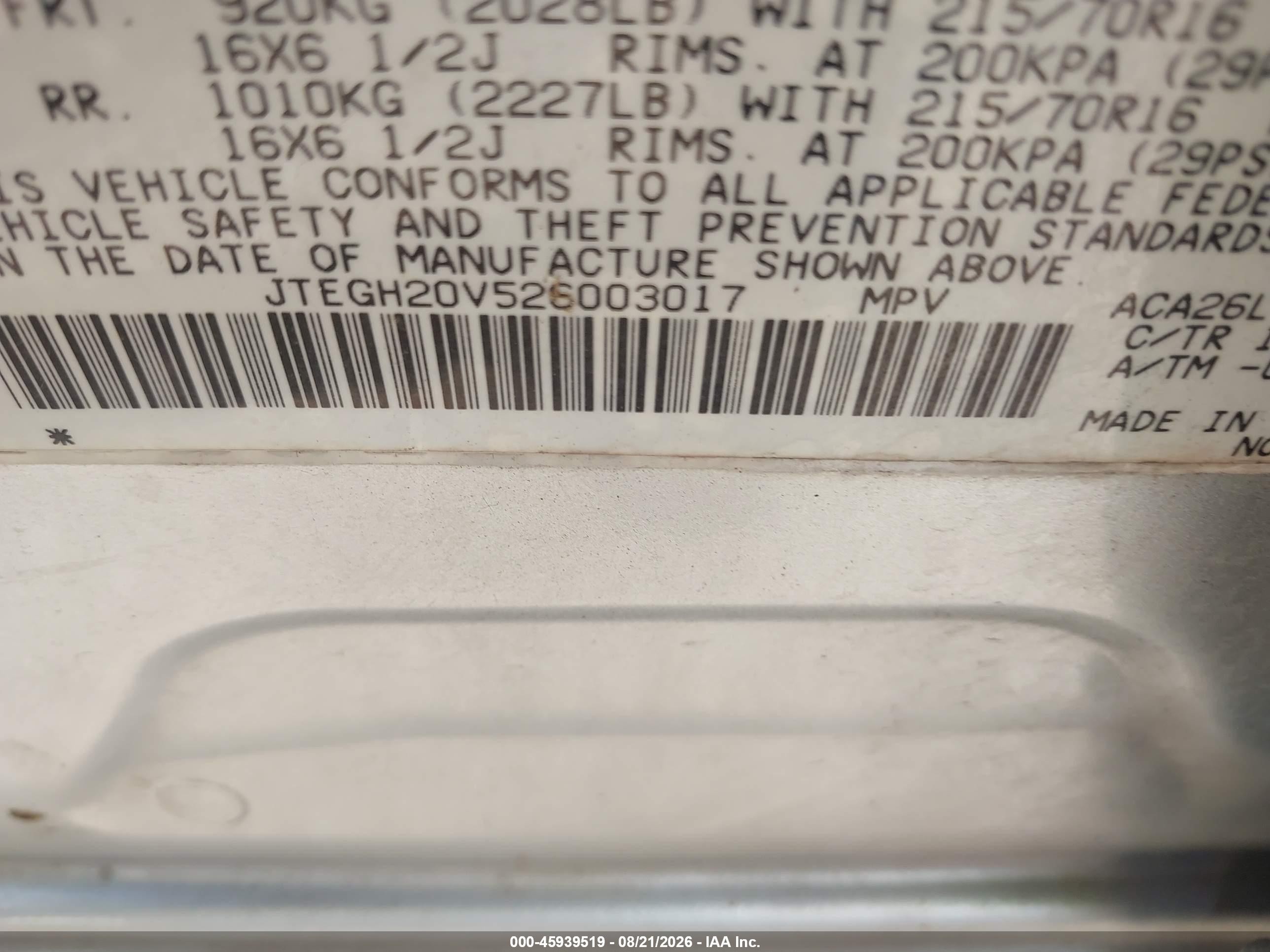 2002 Toyota Rav4   Silver vin: JTEGH20V526003017