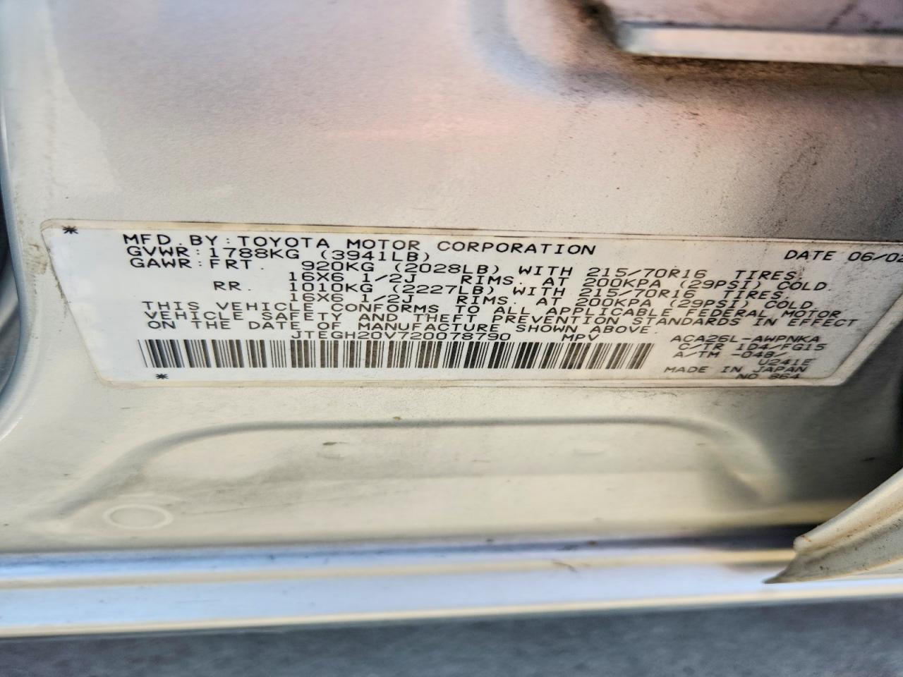 2002 Toyota Rav4 Base Silver vin: JTEGH20V720078790