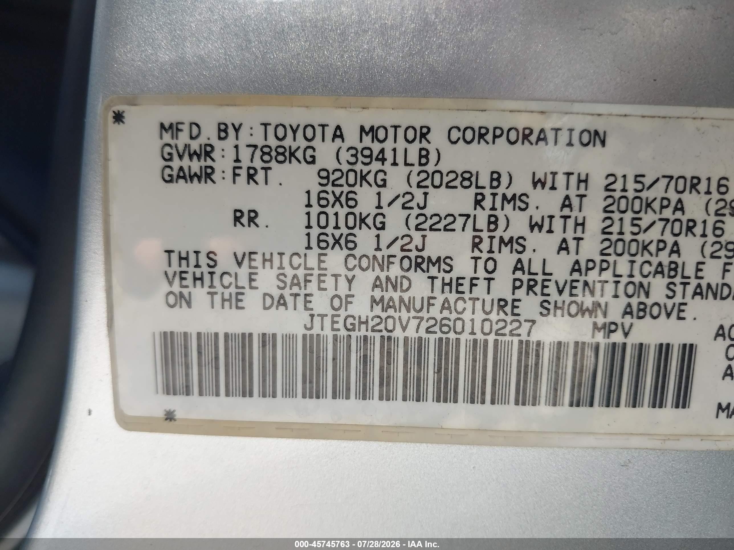 2002 Toyota Rav4   Silver vin: JTEGH20V726010227
