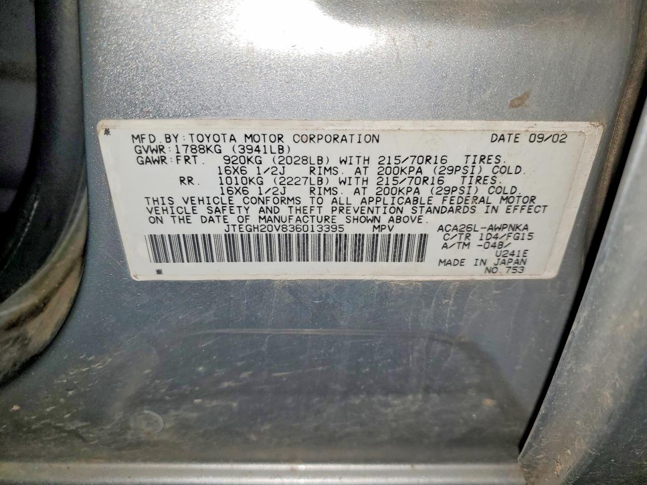 2003 Toyota Rav4 Base Silver vin: JTEGH20V836013395