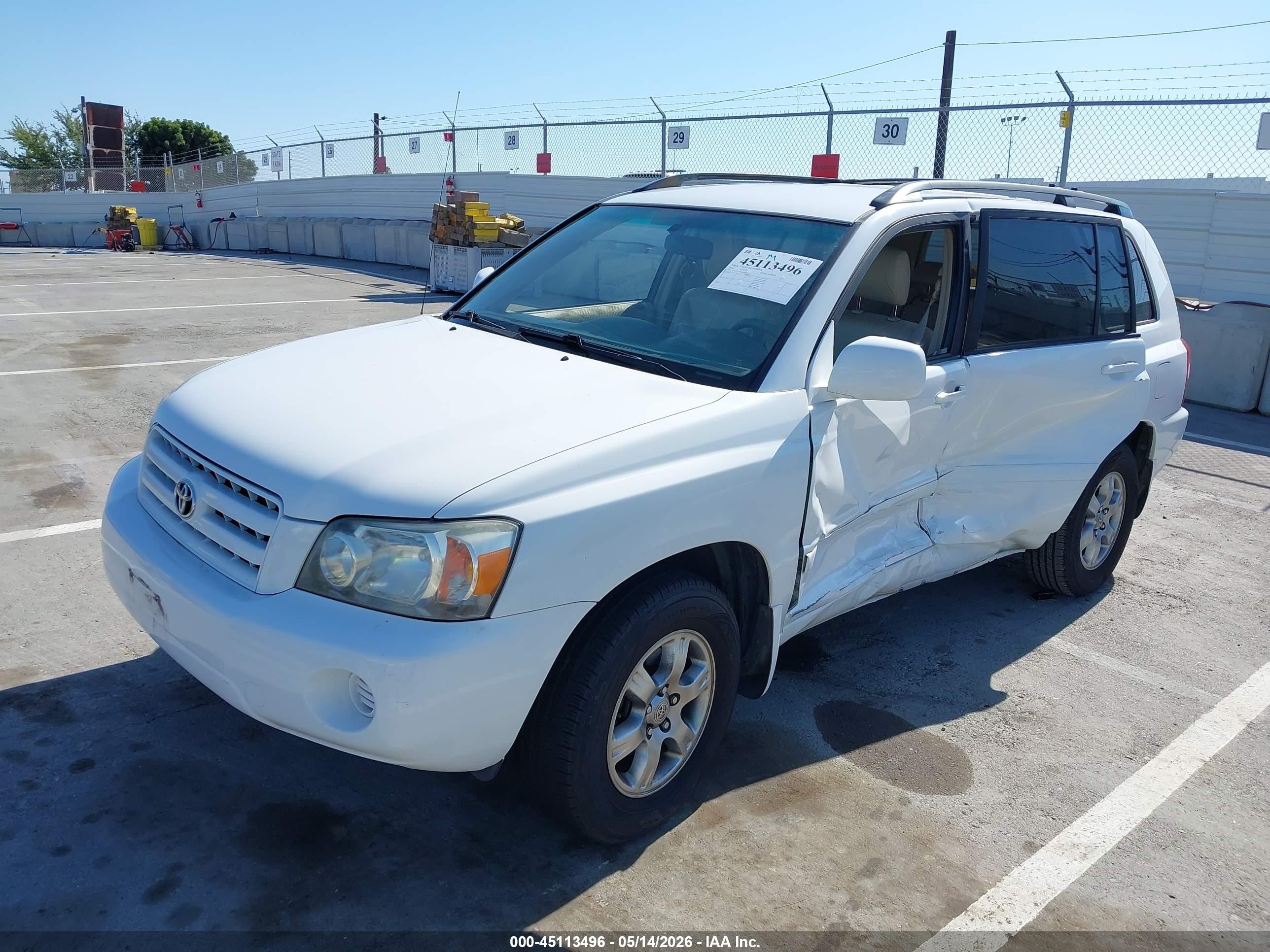 2004 Toyota Highlander V6 White vin: JTEGP21A040004659