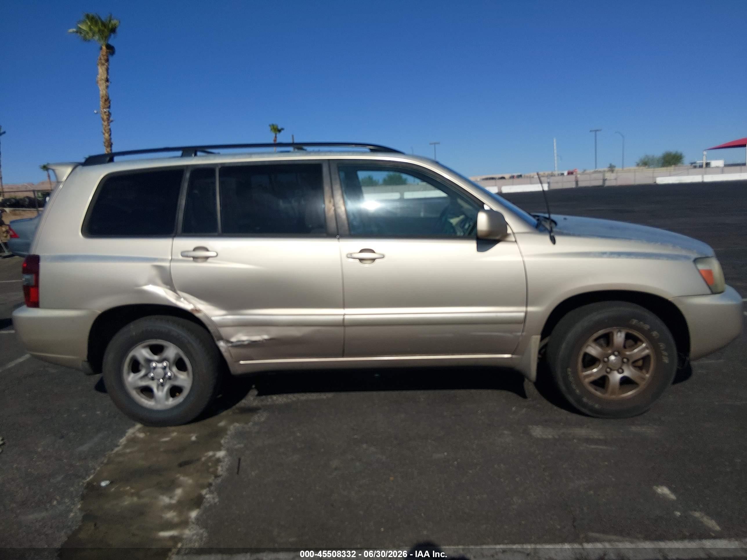 2007 Toyota Highlander V6 (2 Rows) (a5) Золотой vin: JTEGP21A170132266