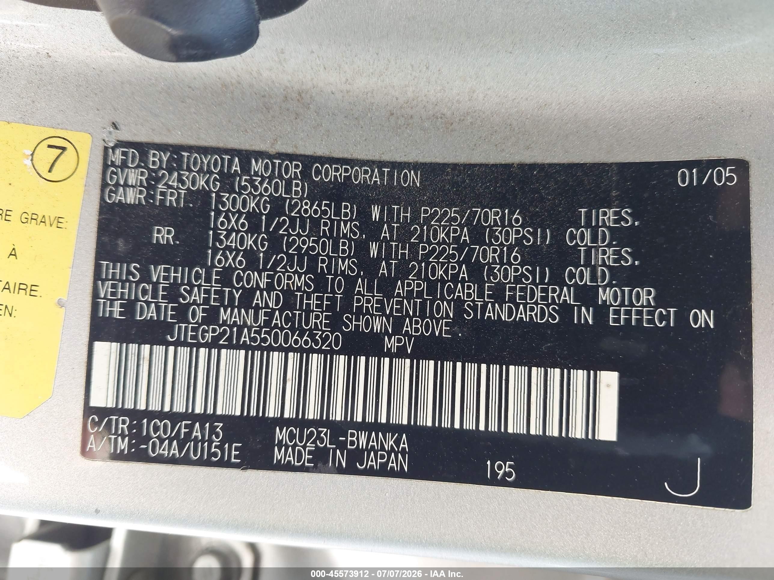 2005 Toyota Highlander V6 Silver vin: JTEGP21A550066320