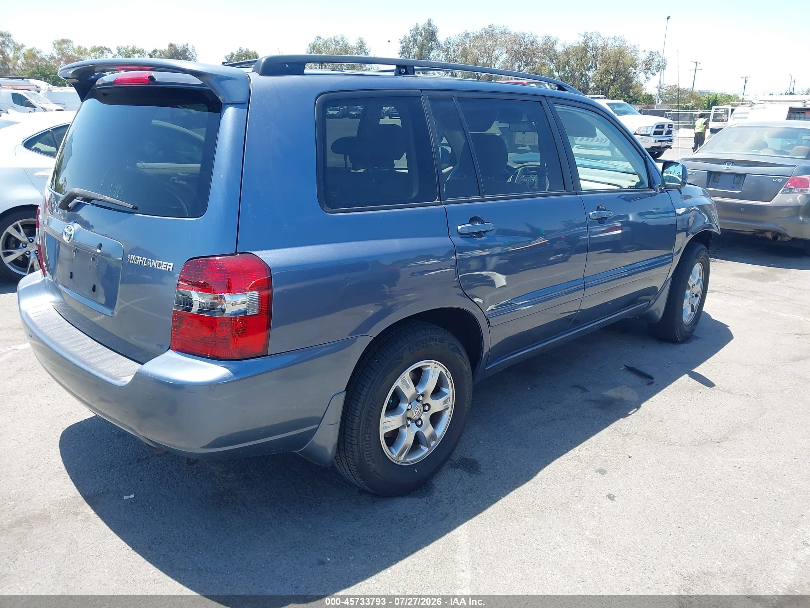 2005 Toyota Highlander V6 Blue vin: JTEGP21A650052703