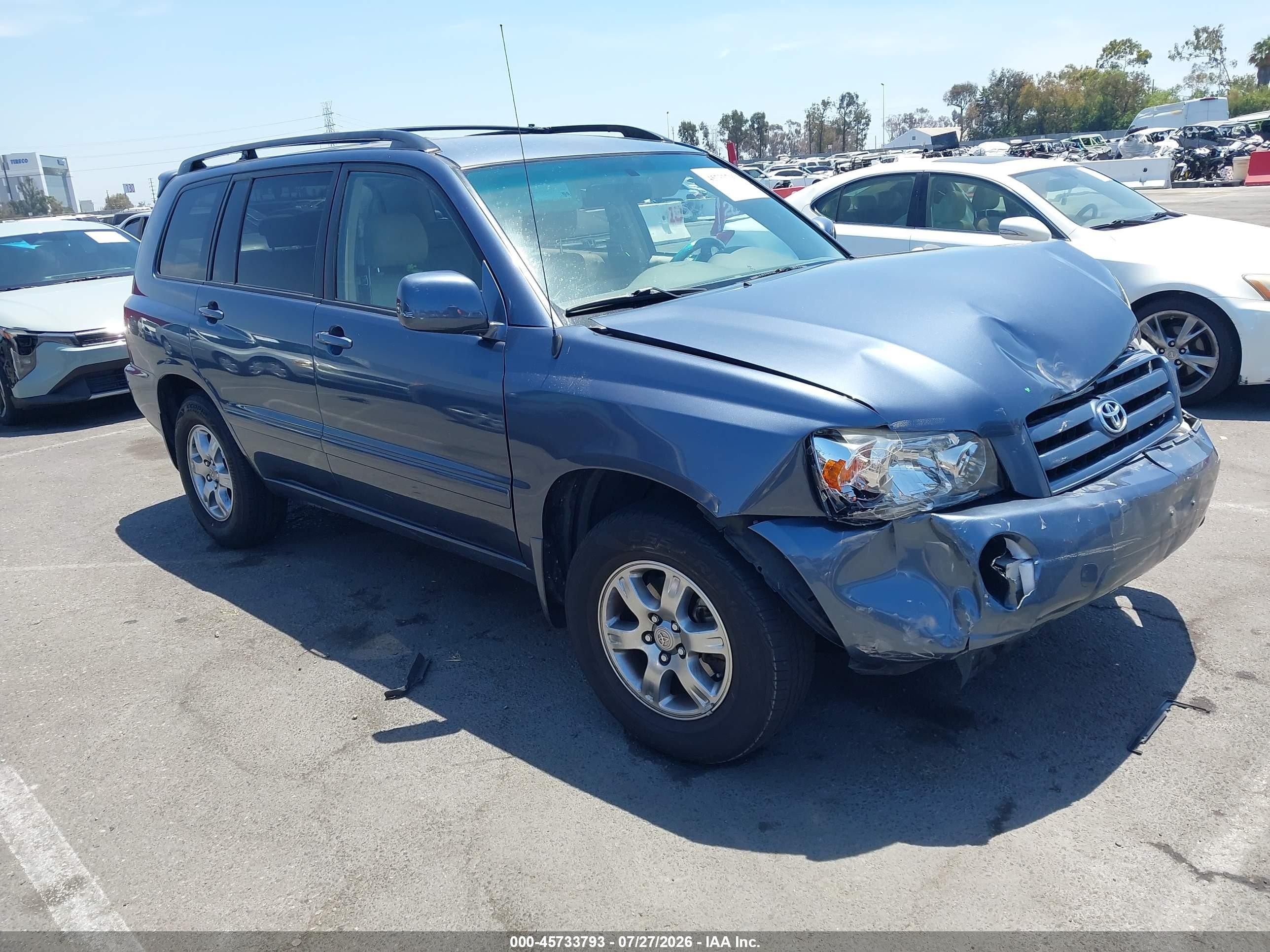 2005 Toyota Highlander V6 Blue vin: JTEGP21A650052703