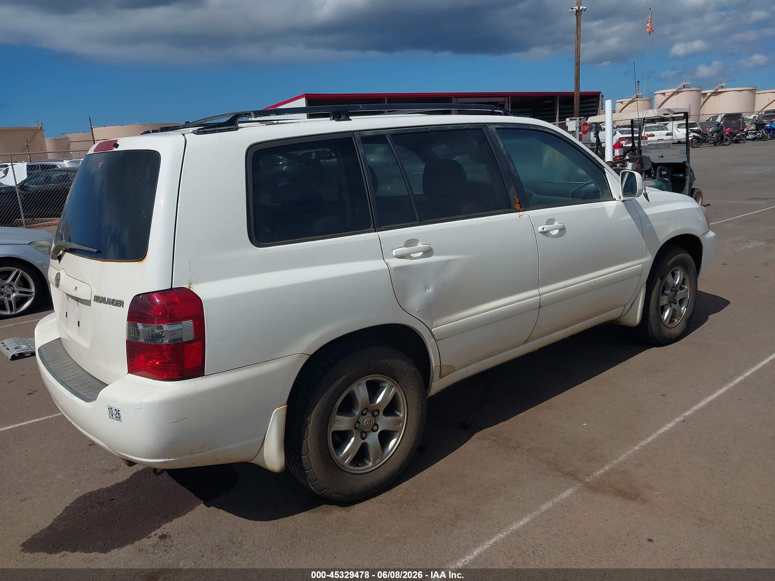 2007 Toyota Highlander Sport V6/v6 (2 Rows) (a5) White vin: JTEGP21A670126639