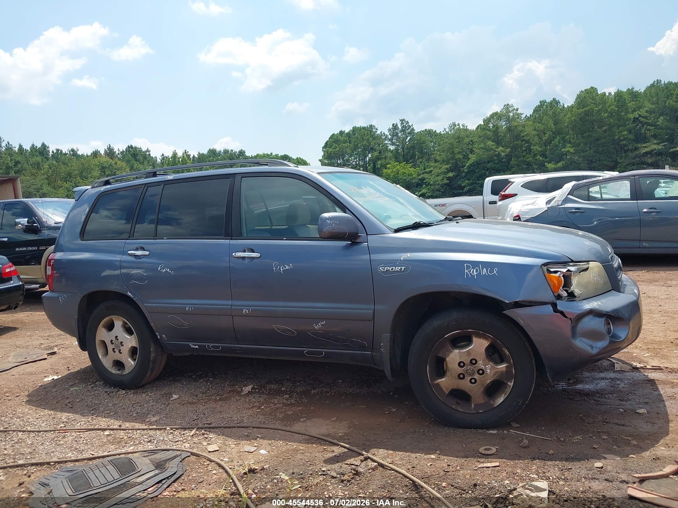 2007 Toyota Highlander Sport Blue vin: JTEGP21A770145295