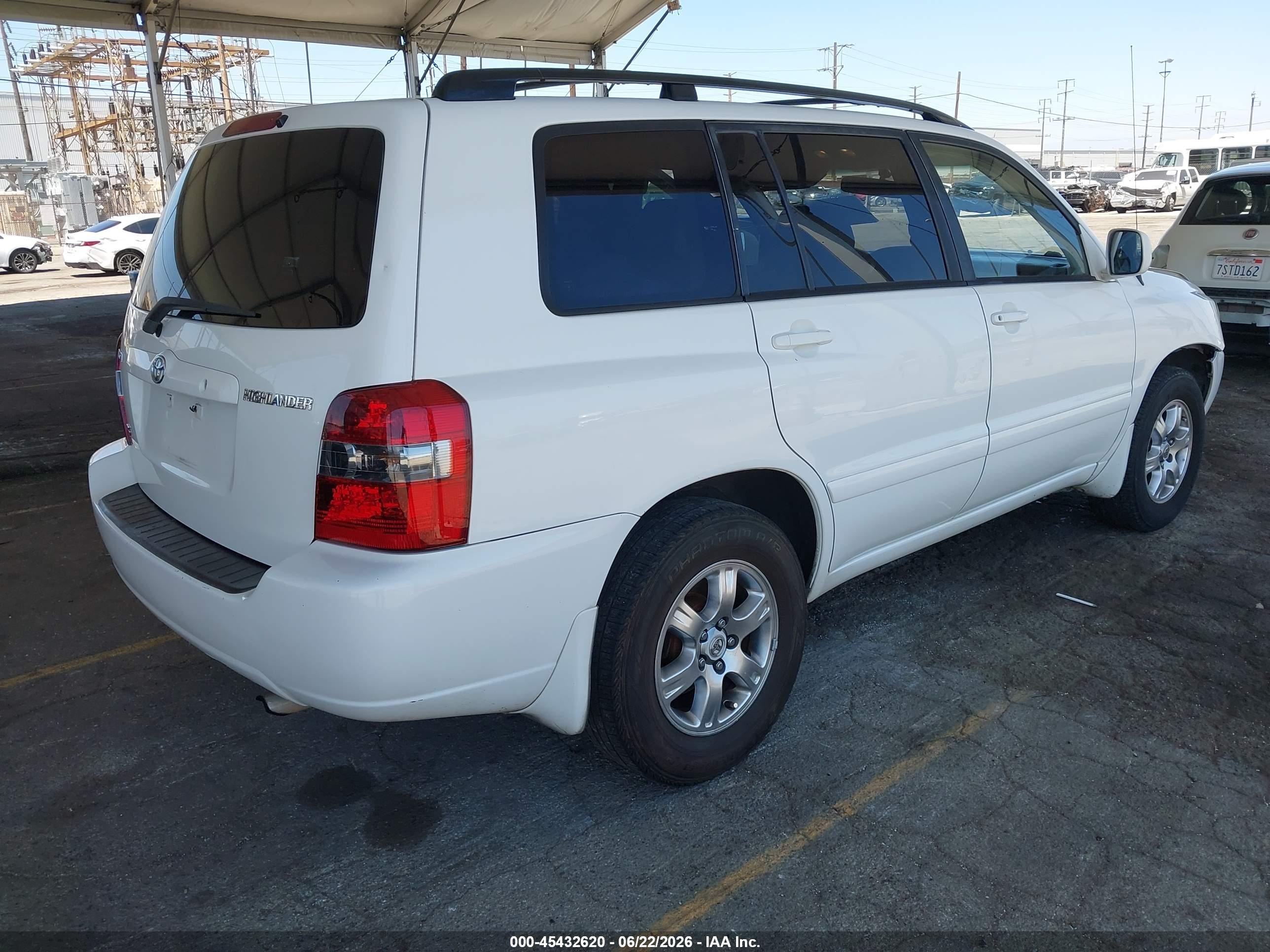 2006 Toyota Highlander V6 White vin: JTEGP21A860112739