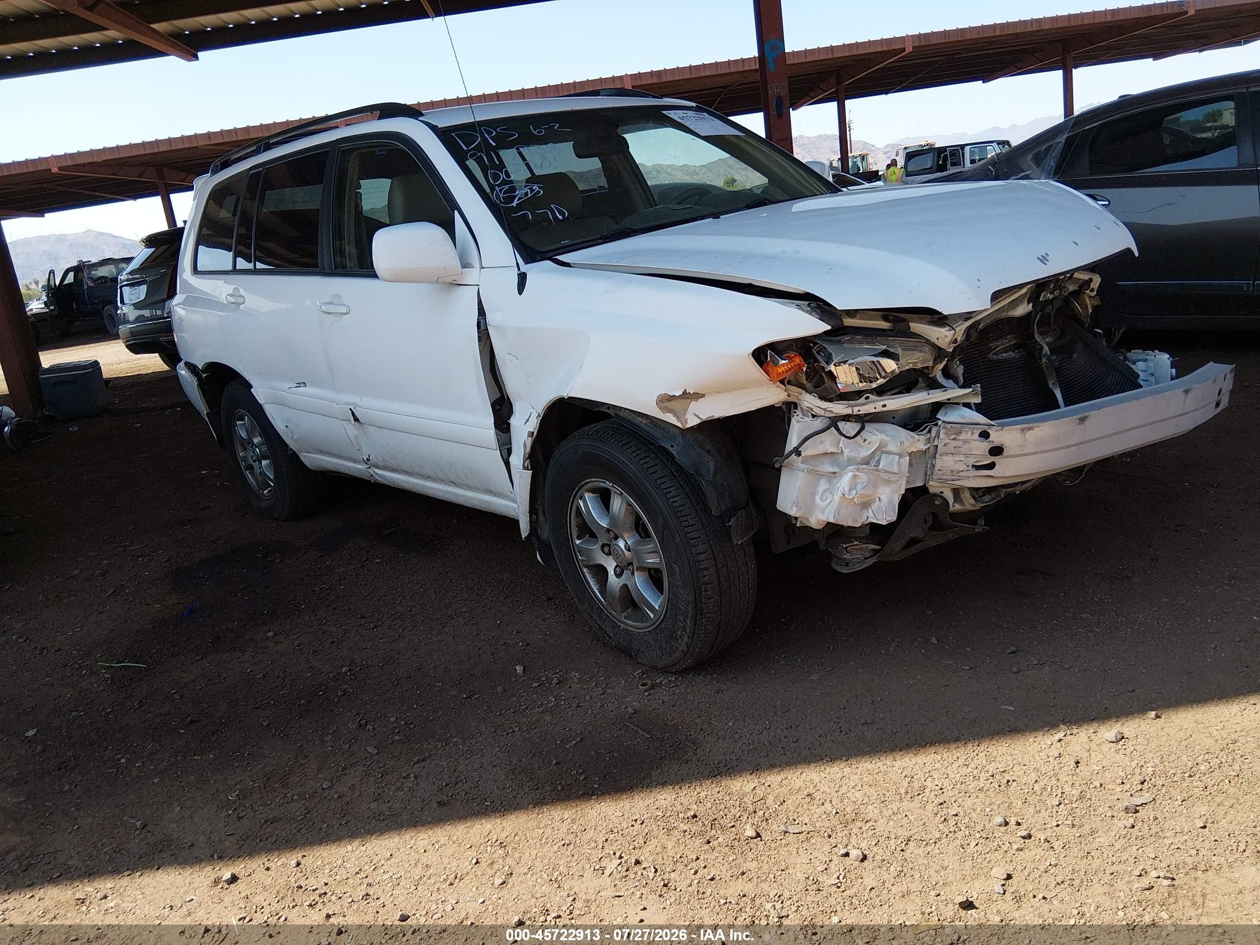 2004 Toyota Highlander V6 White vin: JTEGP21AX40007701