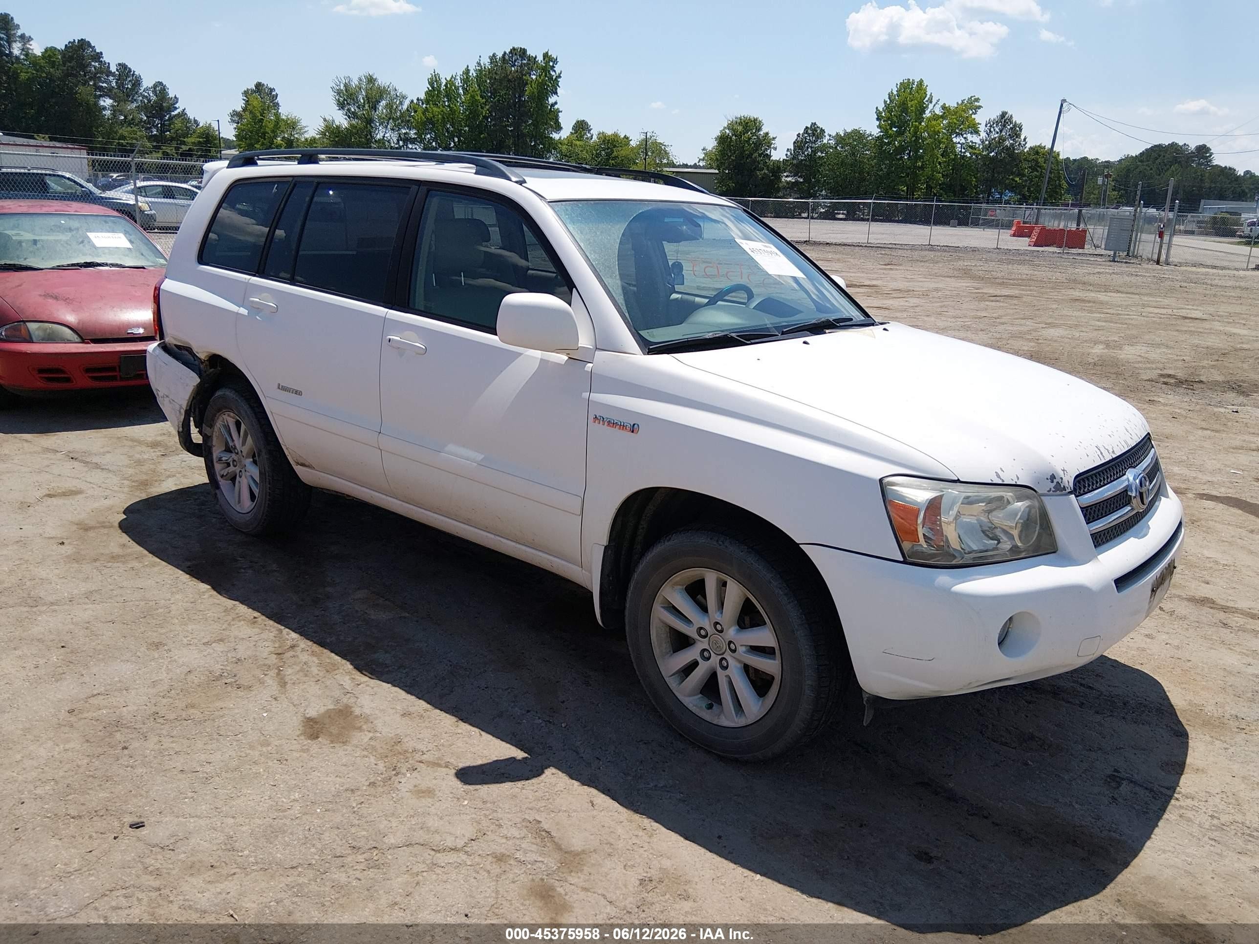 2007 Toyota Highlander Hybrid Limited V6 White vin: JTEGW21A270018229