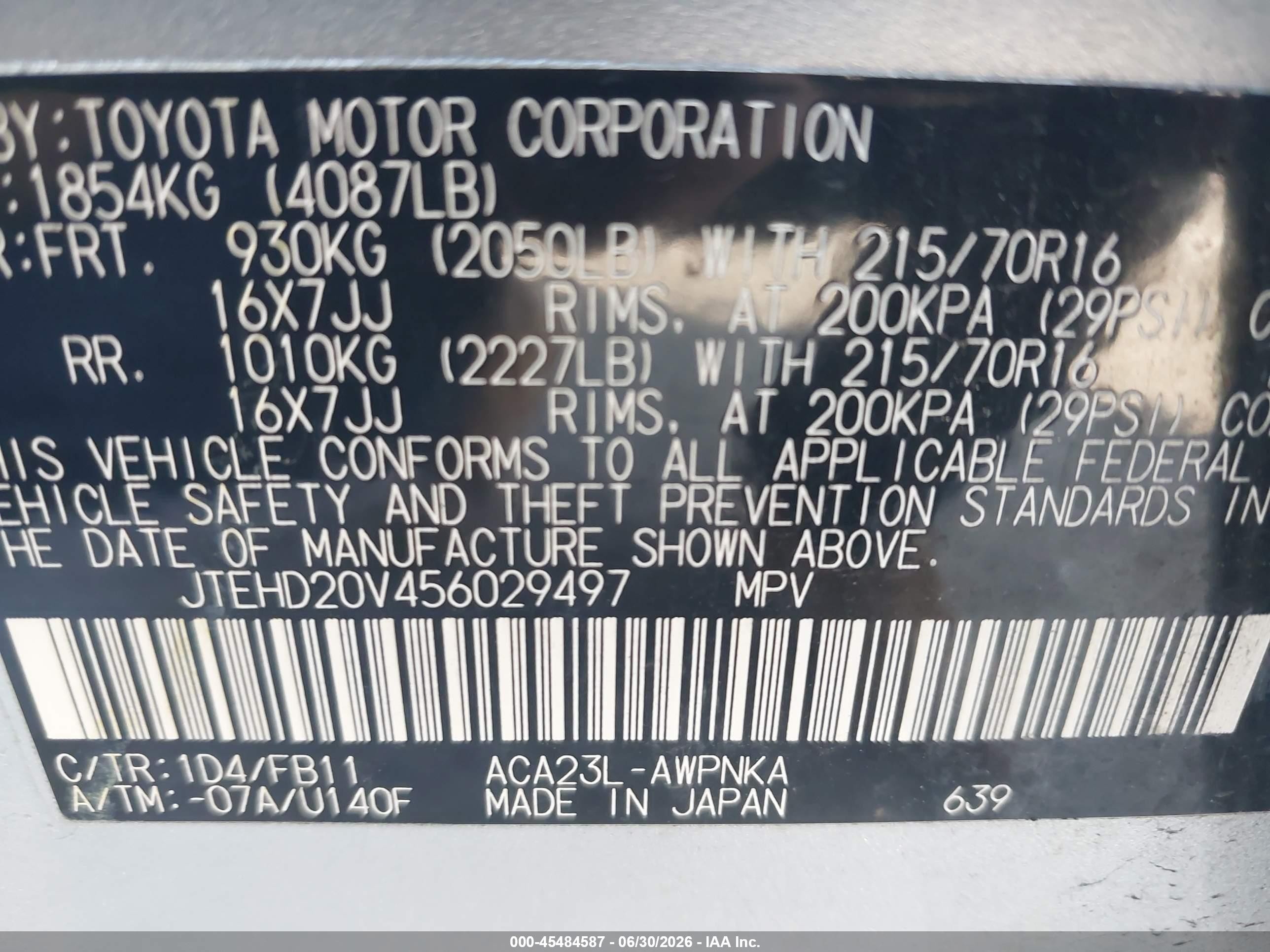 2005 Toyota Rav4   Silver vin: JTEHD20V456029497