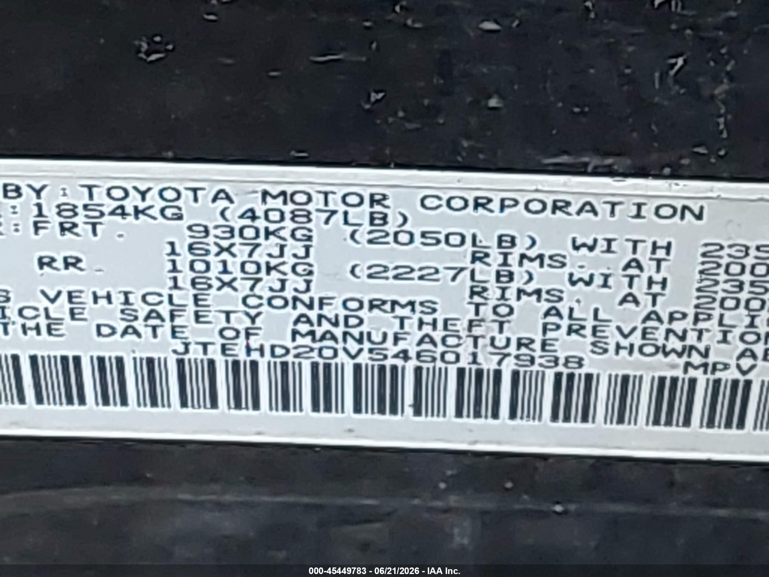 2004 Toyota Rav4   Black vin: JTEHD20V546017938