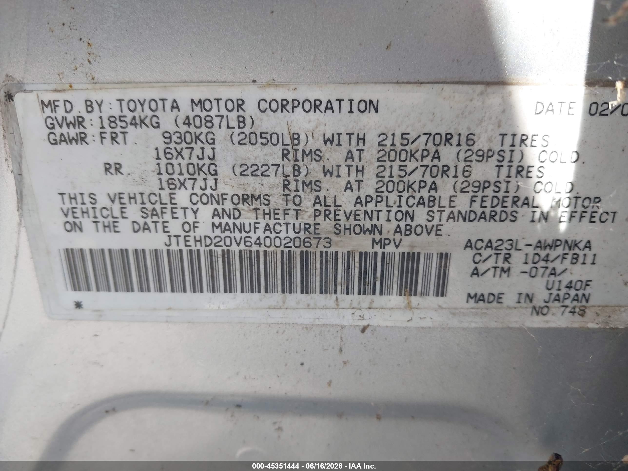 2004 Toyota Rav4   Silver vin: JTEHD20V640020673