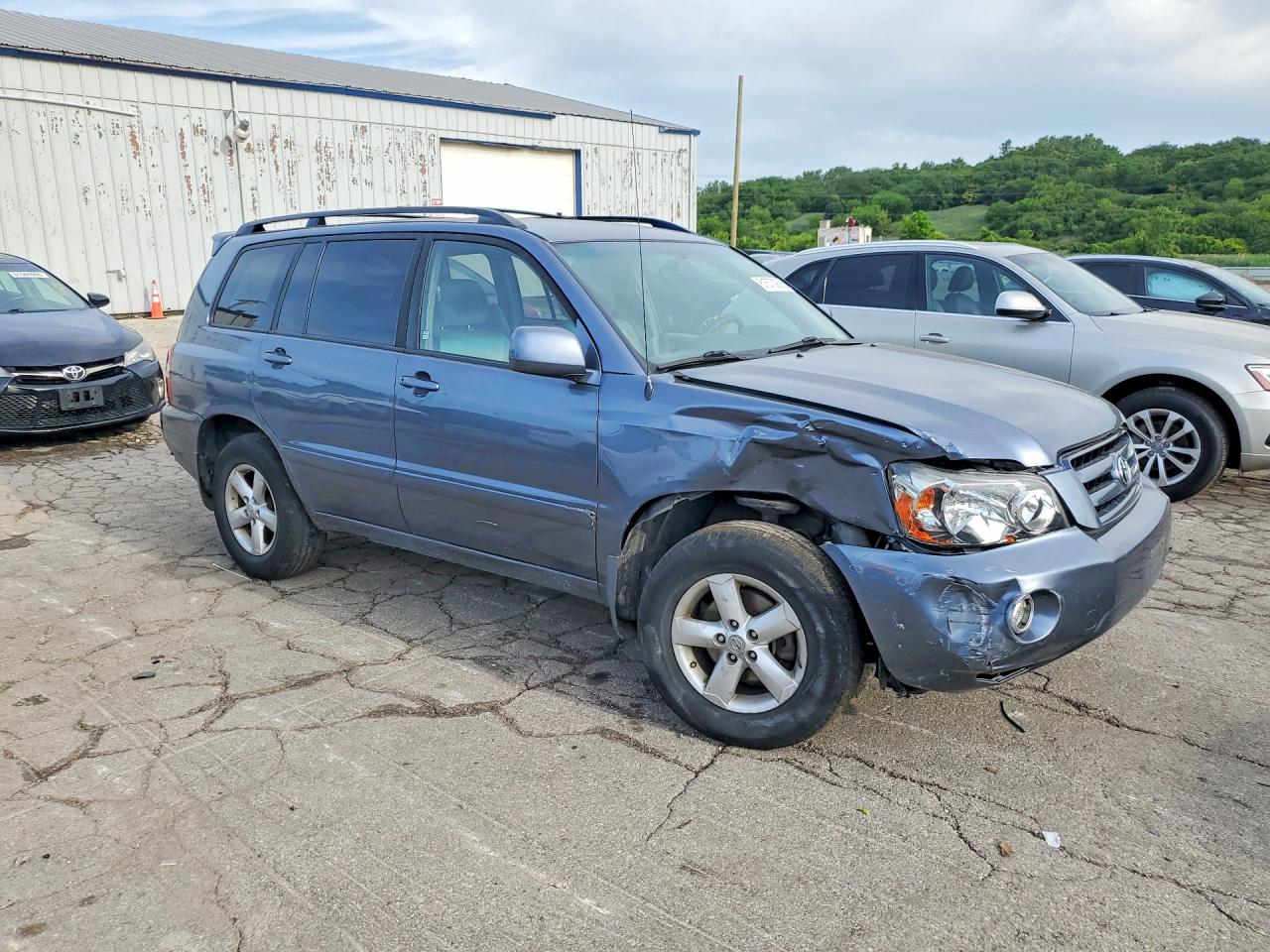 2007 Toyota Highlander Base Blue vin: JTEHD21A270046283