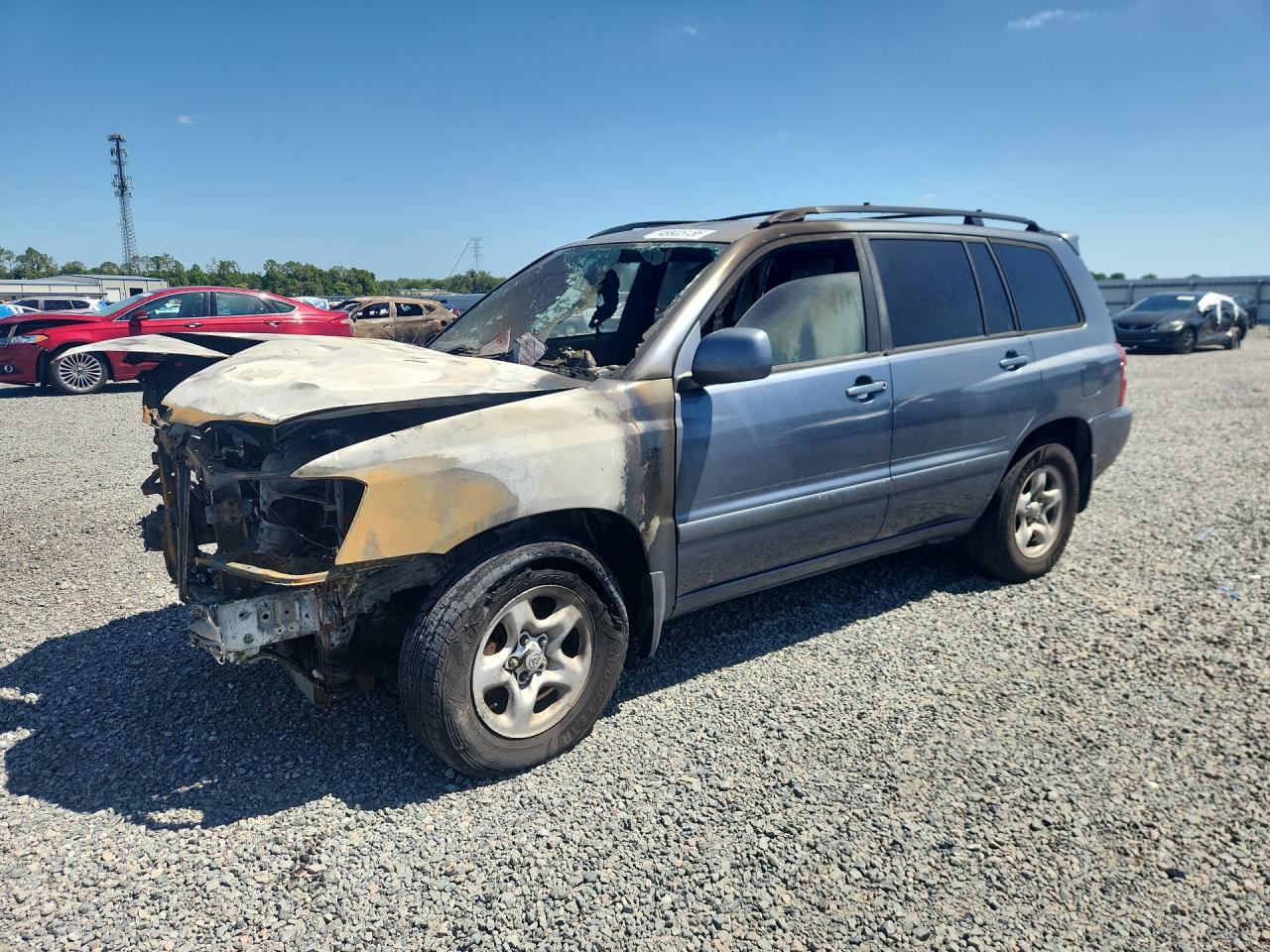 2007 Toyota Highlander Base Blue vin: JTEHD21A870046594