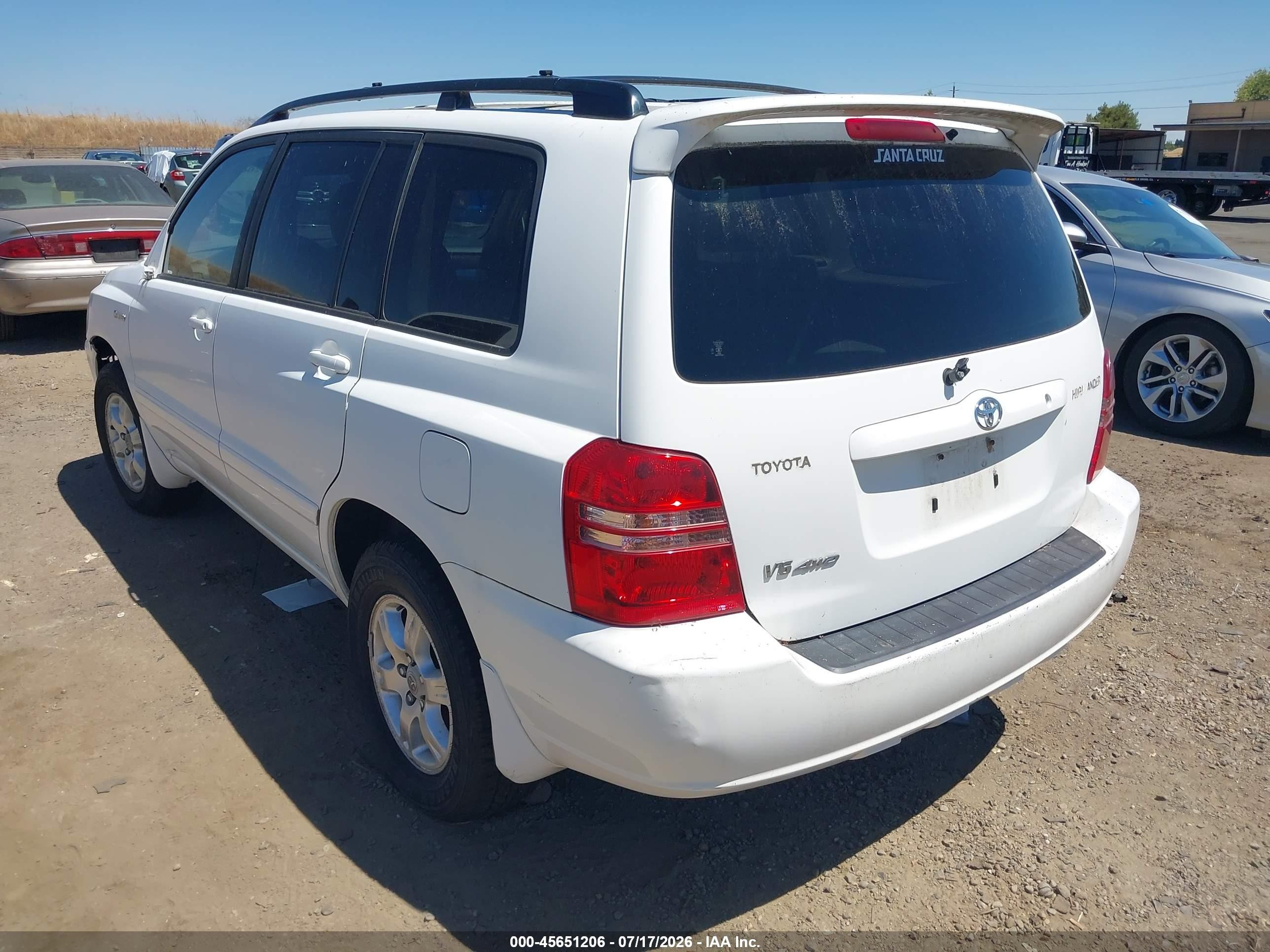 2001 Toyota Highlander V6 White vin: JTEHF21A410035111