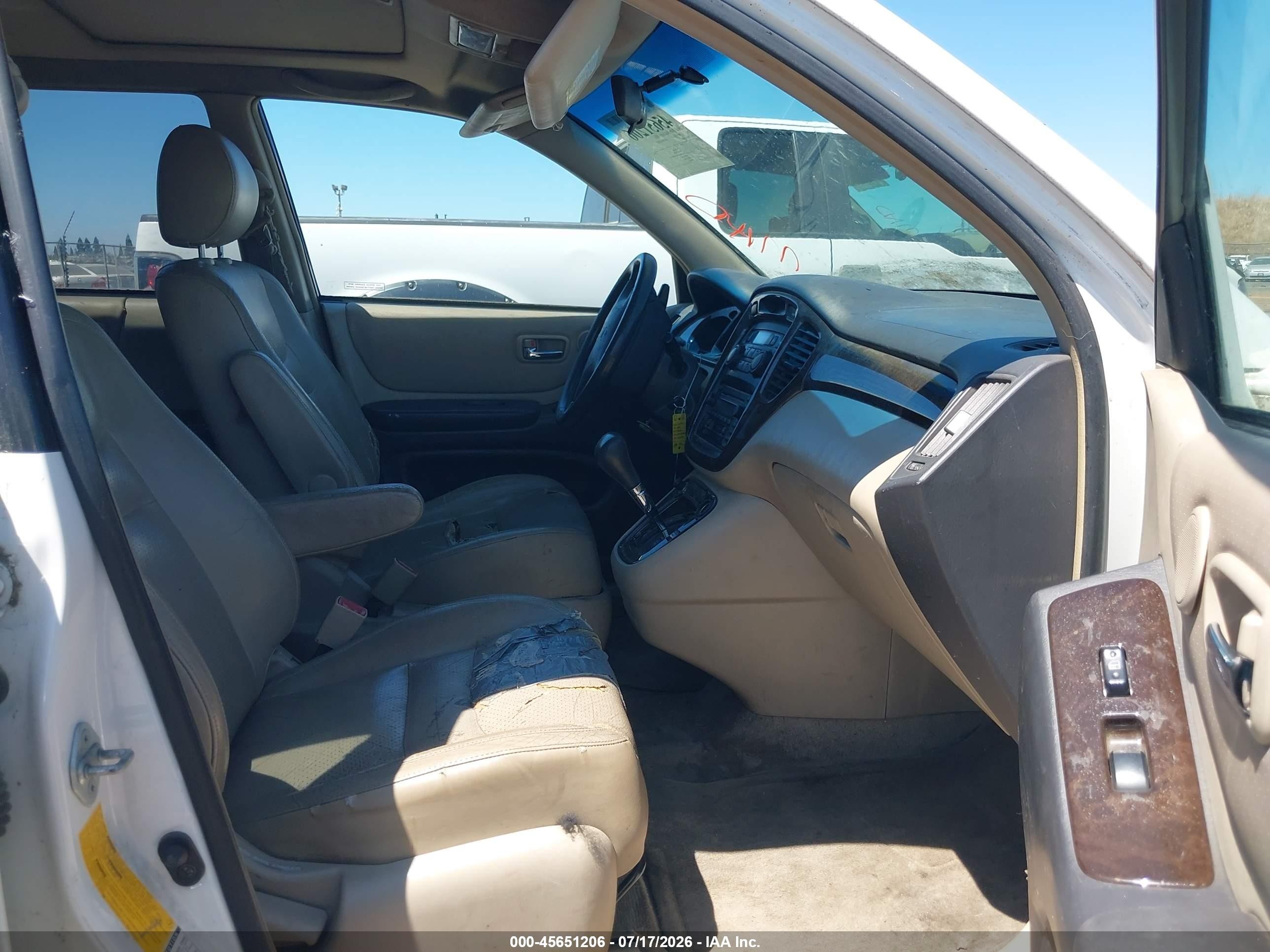 2001 Toyota Highlander V6 White vin: JTEHF21A410035111