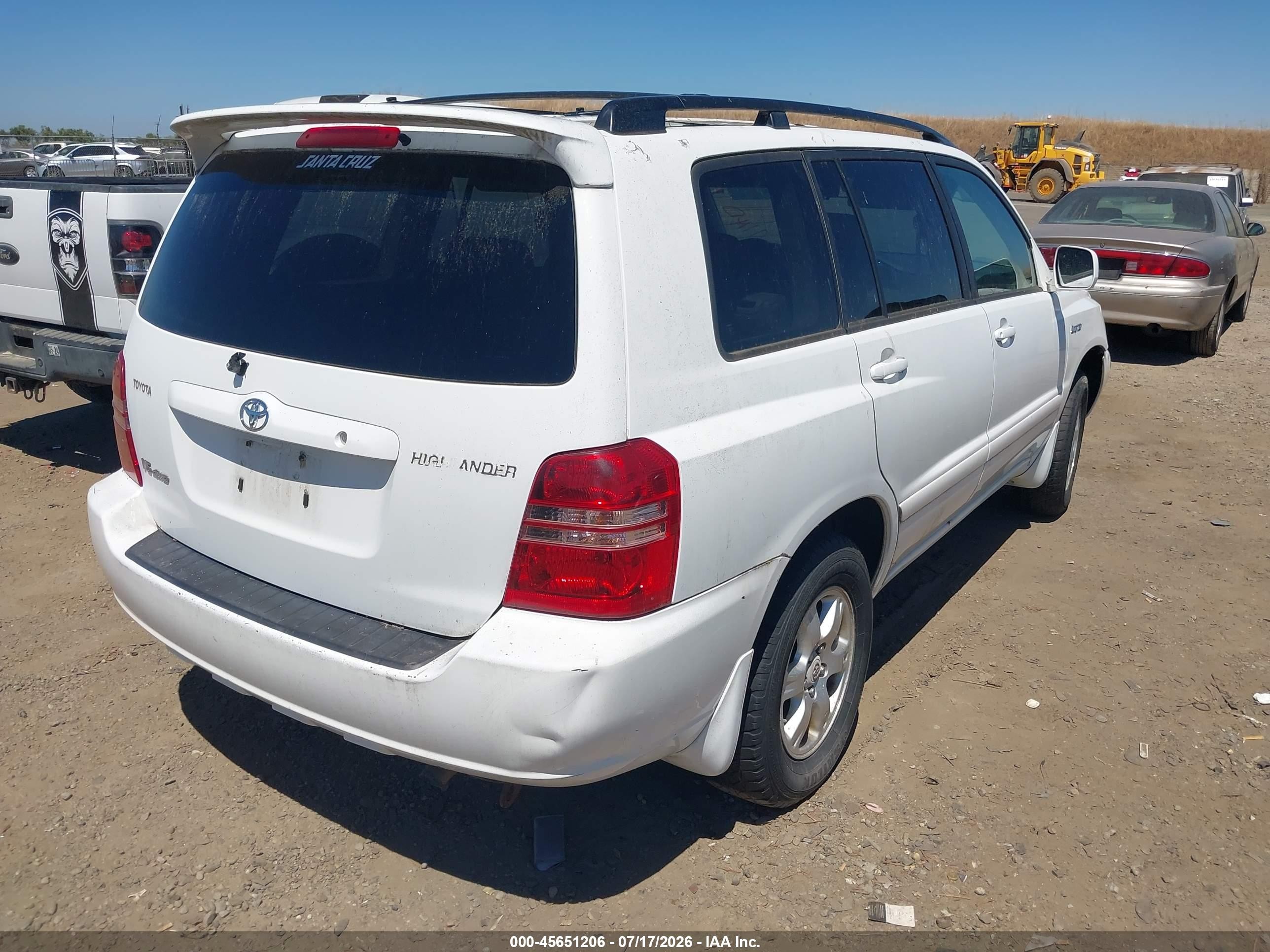 2001 Toyota Highlander V6 White vin: JTEHF21A410035111