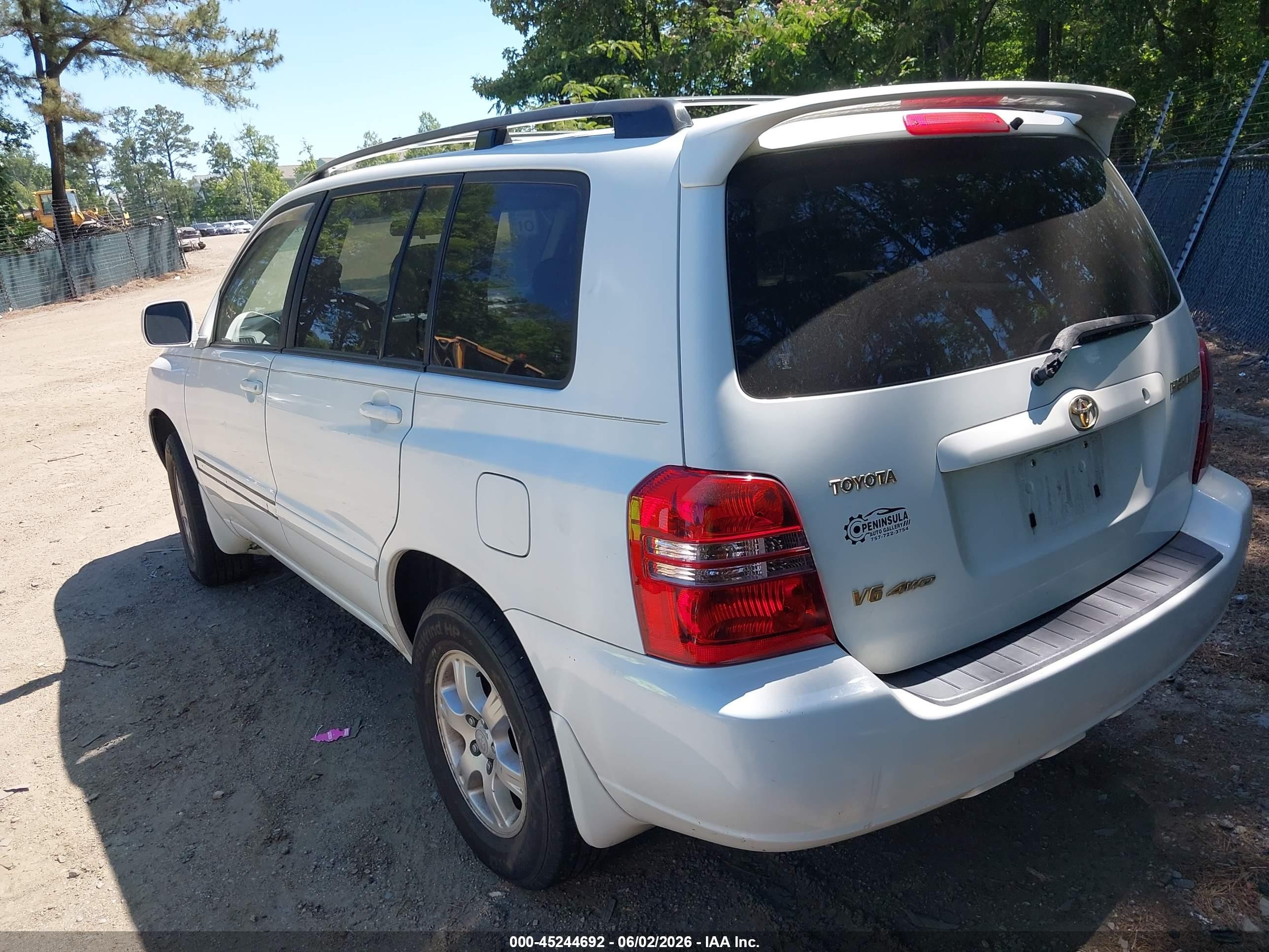 2002 Toyota Highlander V6 White vin: JTEHF21A420047535