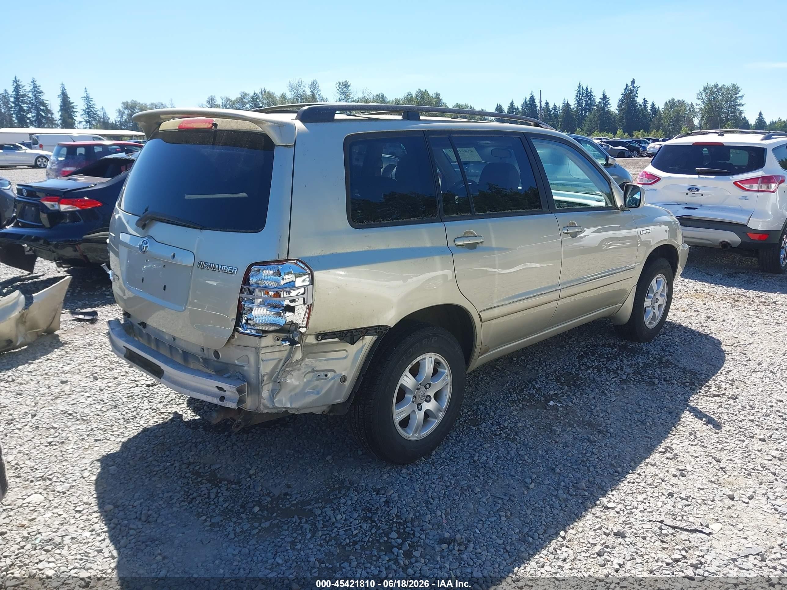 2003 Toyota Highlander Limited V6 Gold vin: JTEHF21A430120646