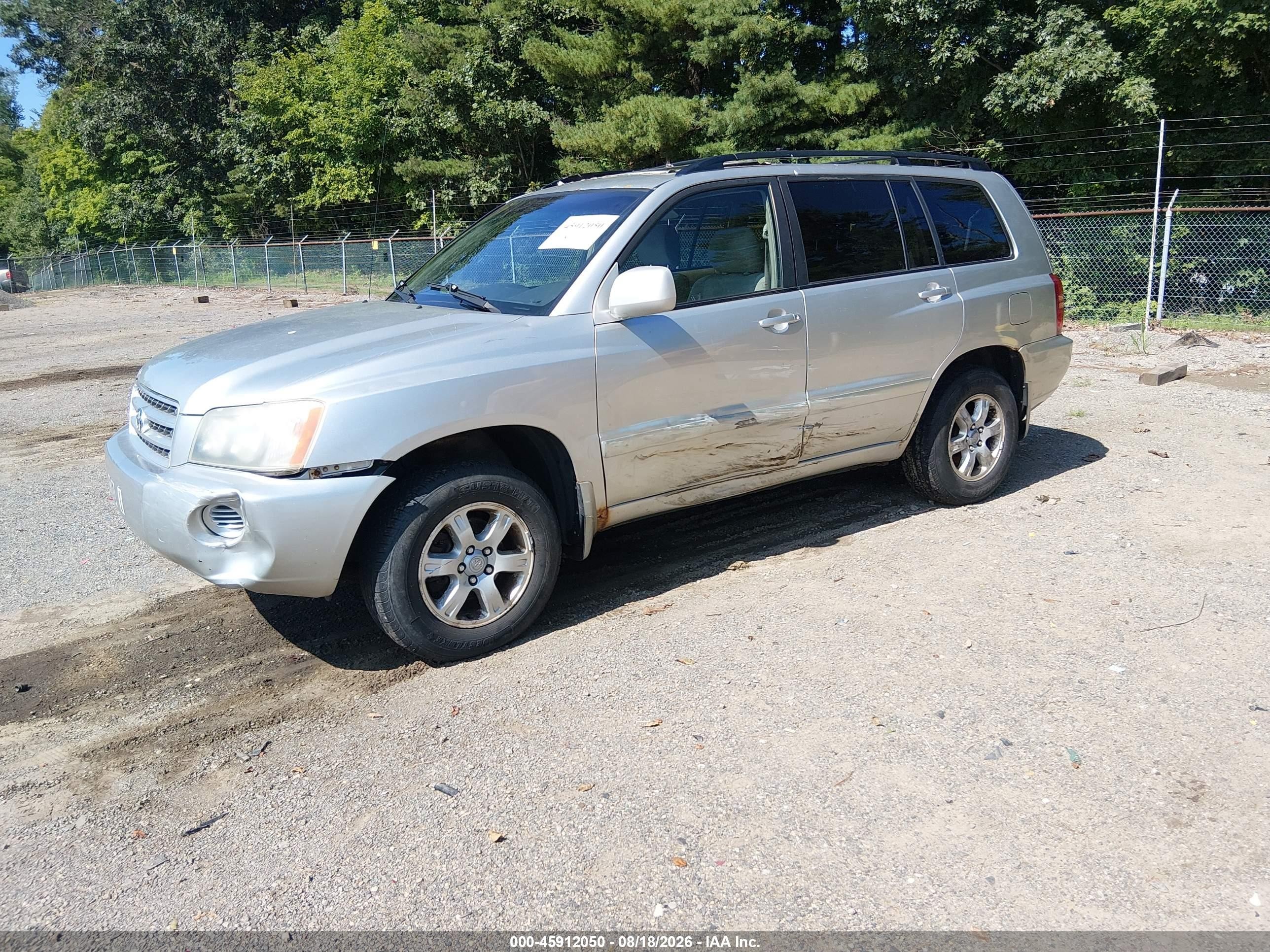 2001 Toyota Highlander V6 Silver vin: JTEHF21A510023596