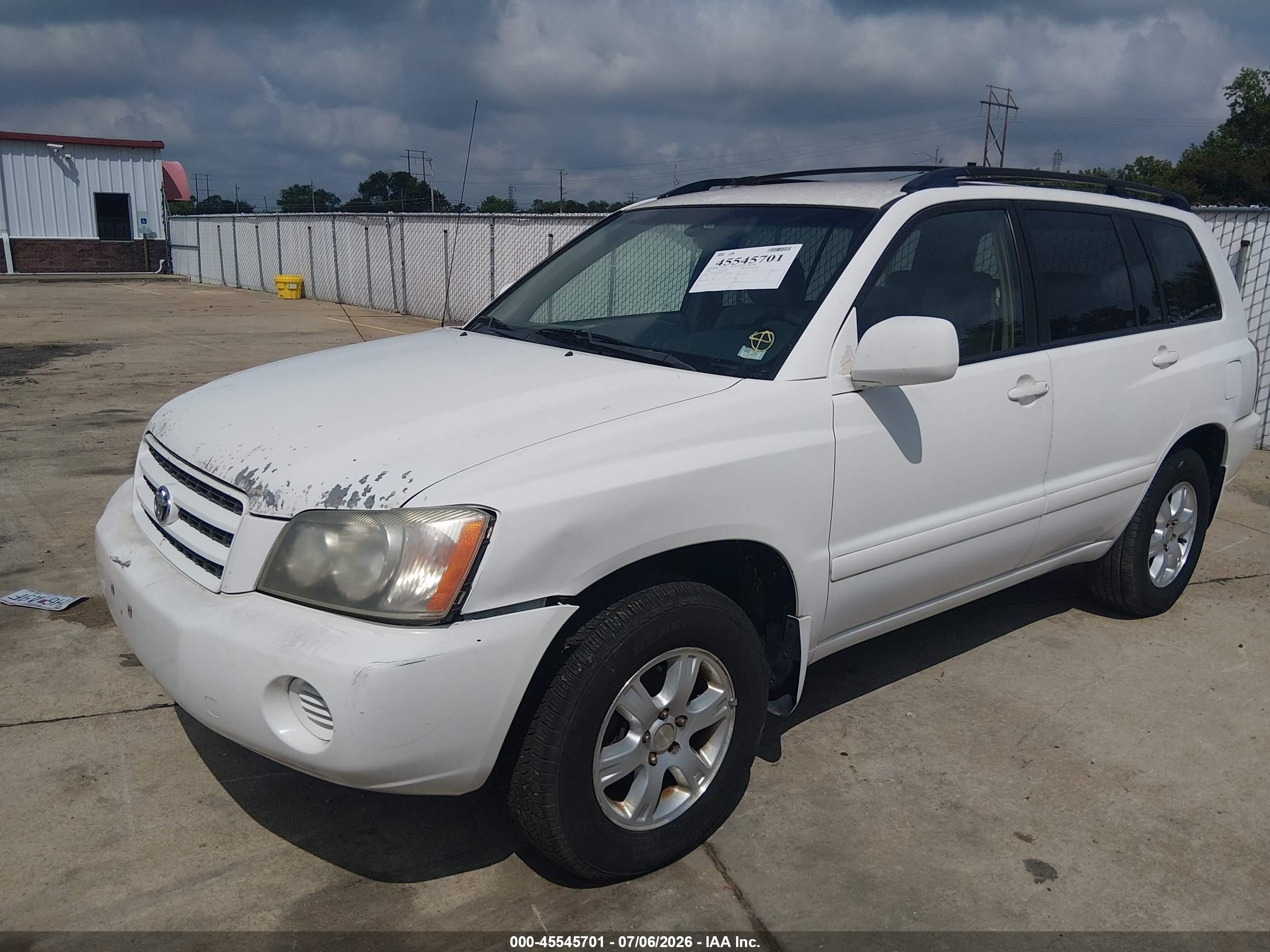 2002 Toyota Highlander V6 White vin: JTEHF21A620056009