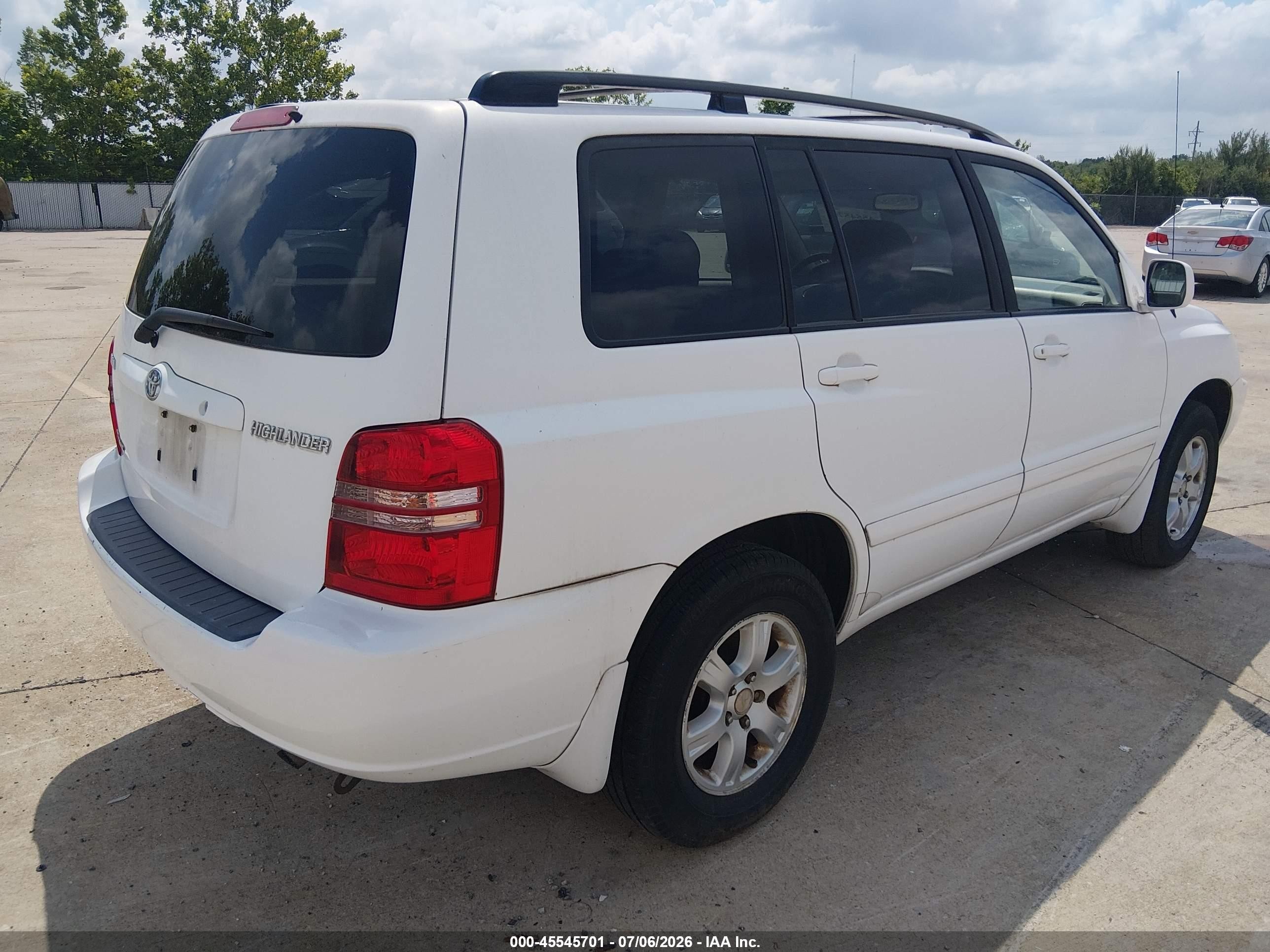 2002 Toyota Highlander V6 White vin: JTEHF21A620056009