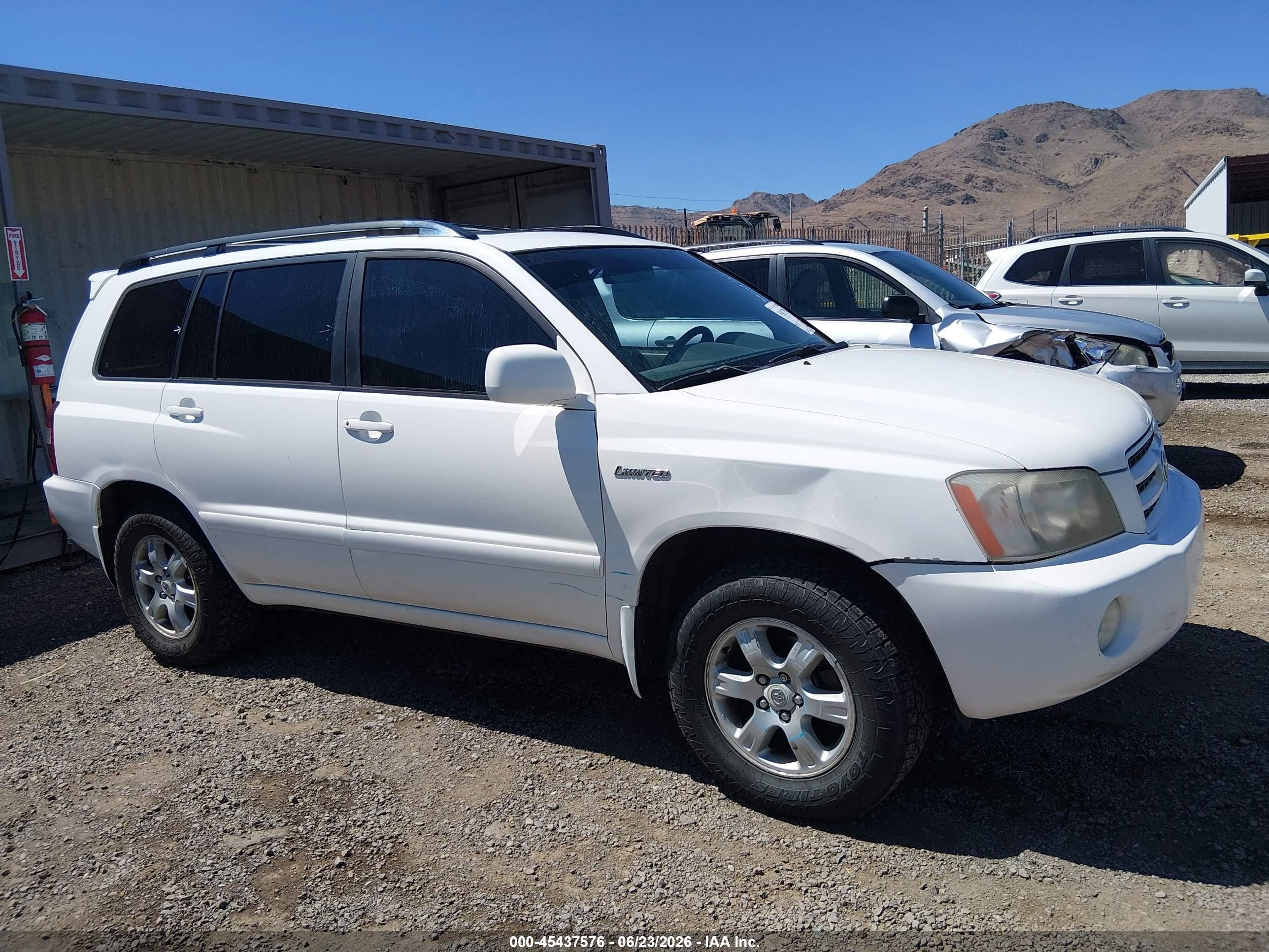 2001 Toyota Highlander V6 White vin: JTEHF21A710021736